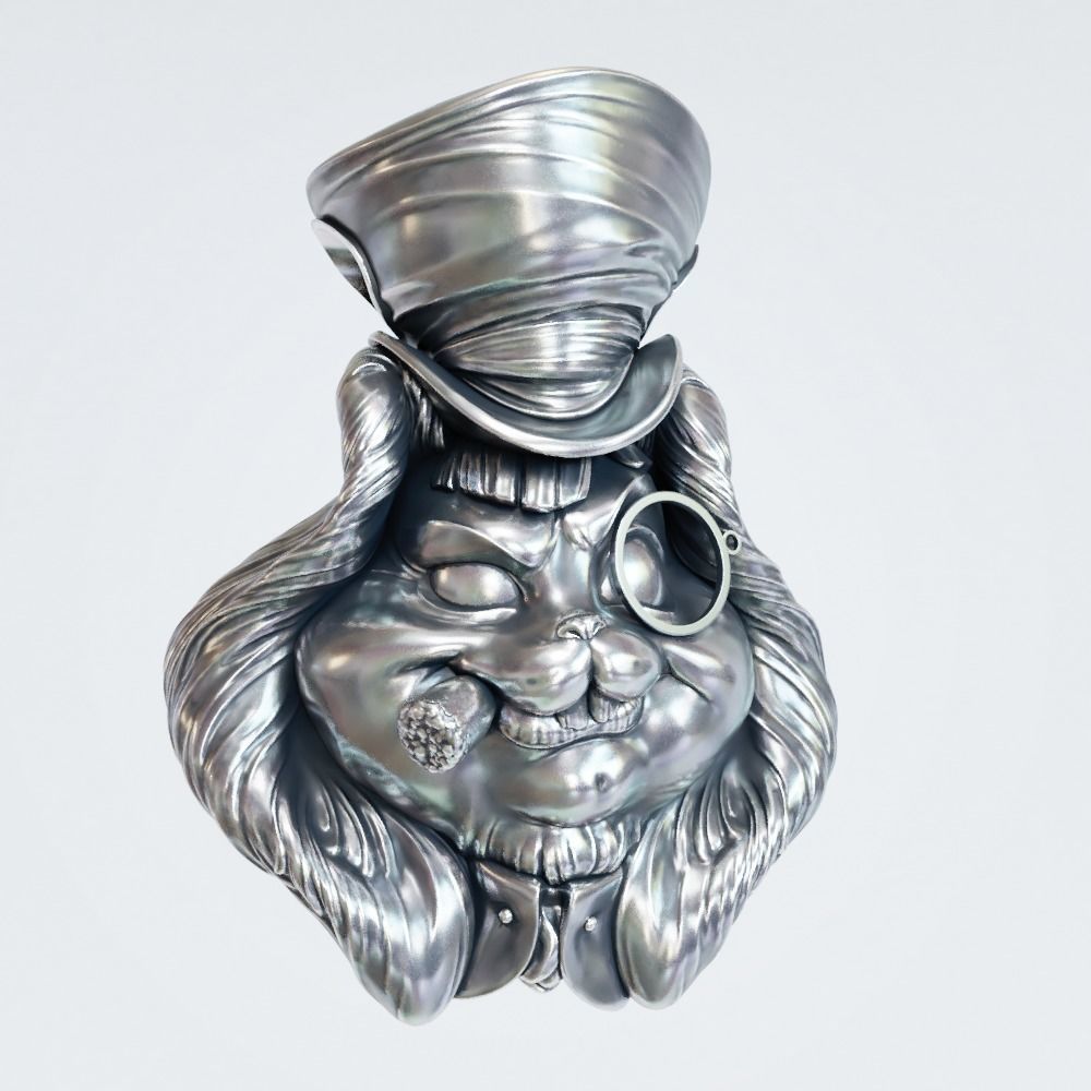 Hatters Rabbit Jewelry Pendant -  3D print model_21