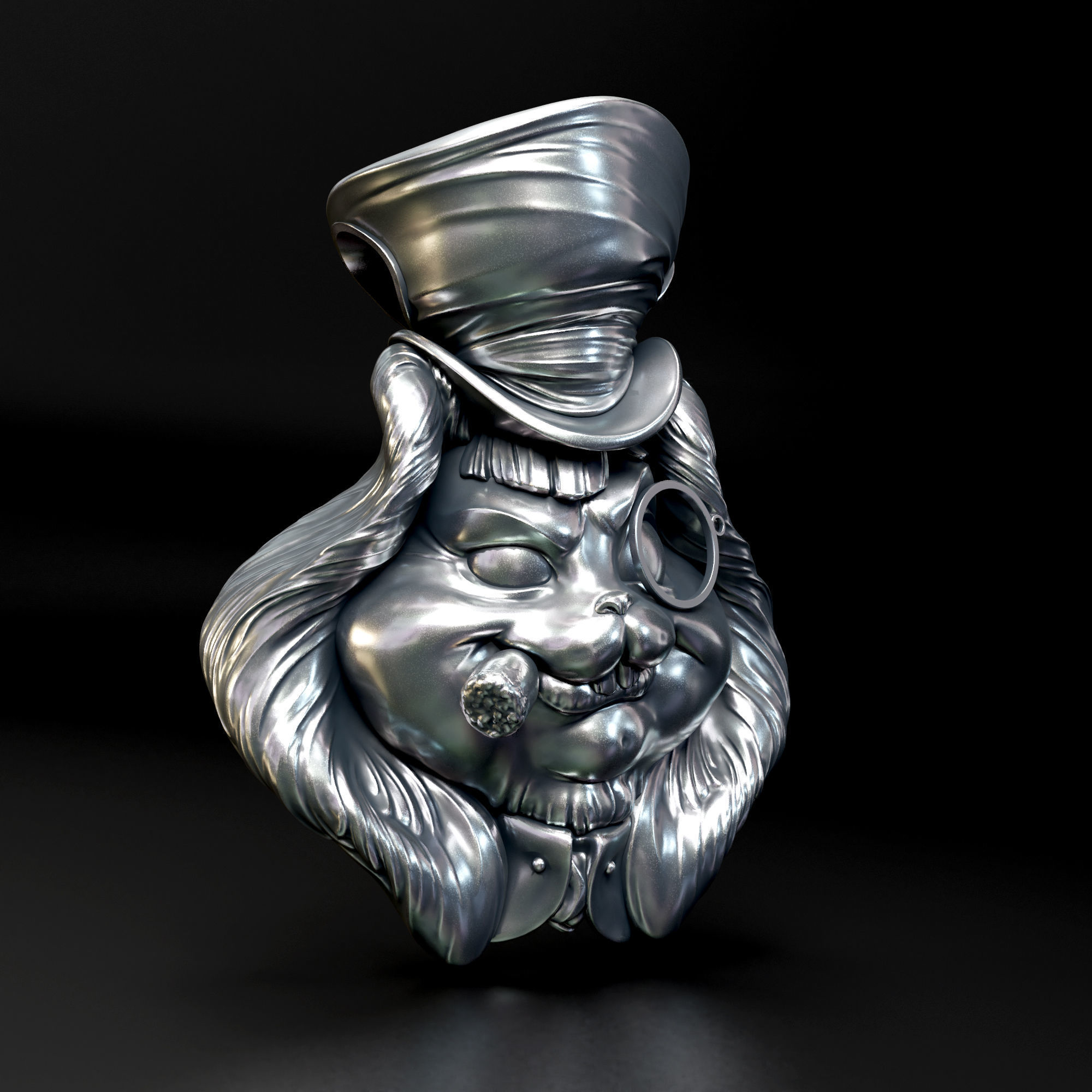 Hatters Rabbit Jewelry Pendant -  3D print model_3