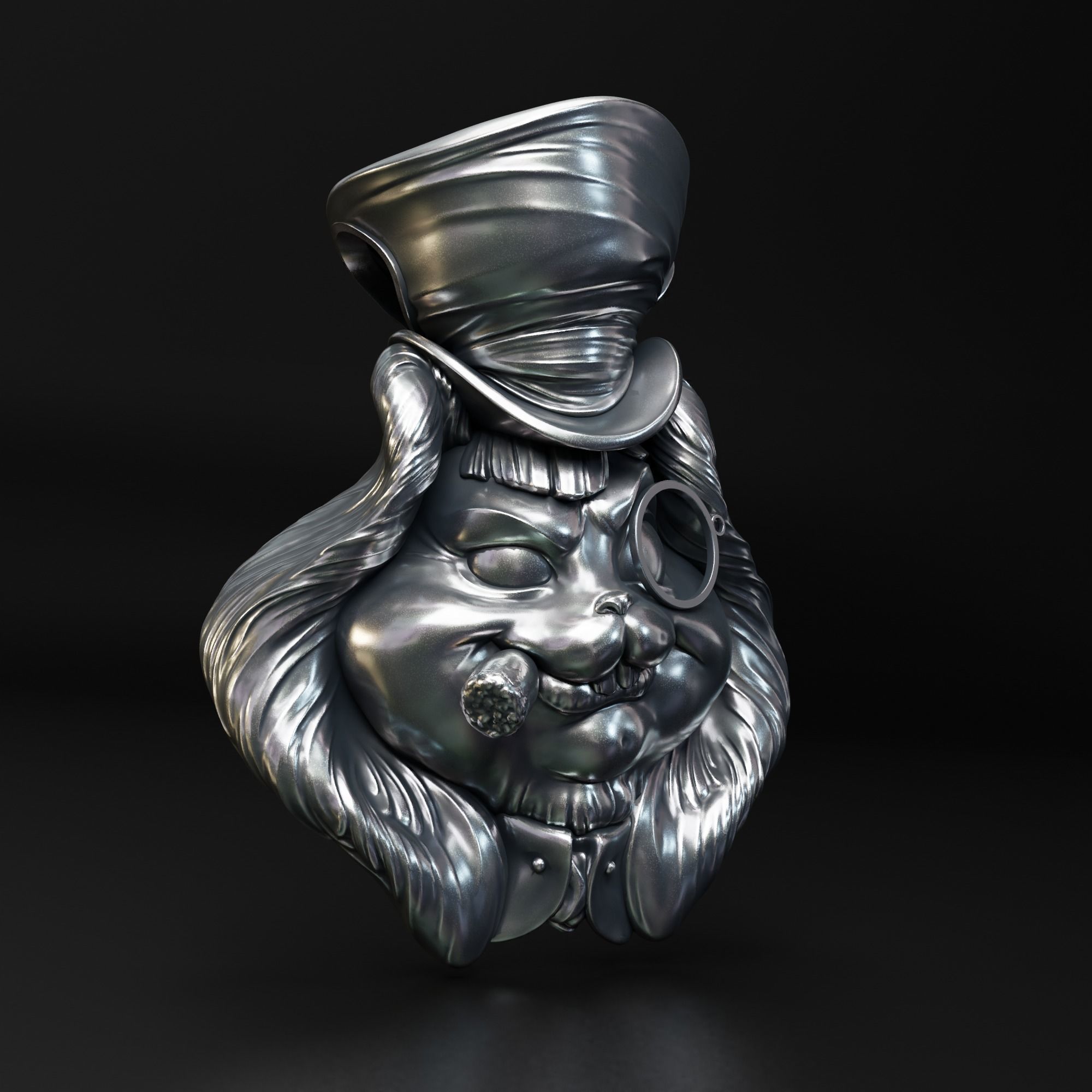 Hatters Rabbit Jewelry Pendant -  3D print model_19