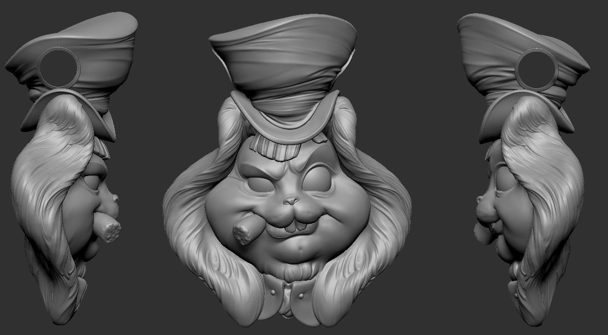 Hatters Rabbit Jewelry Pendant -  3D print model_12