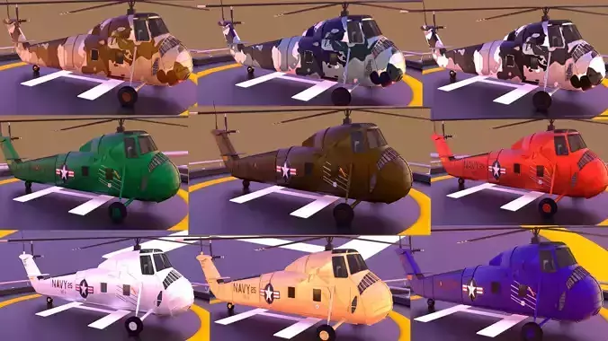 Military helicopters pack Low-poly 3D model