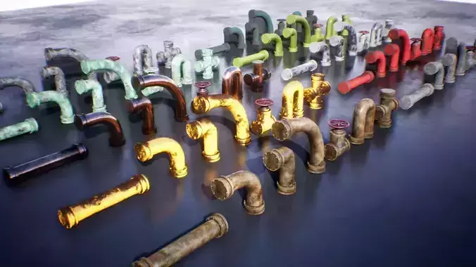 Industrial Pipes  140 Variations Low-poly 3D model