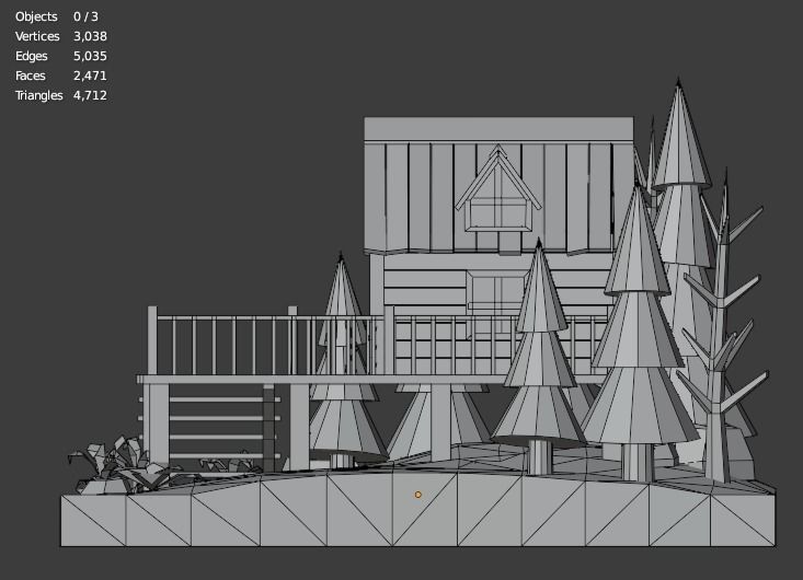 Low-poly House cabin in woods Low-poly 3D model_14