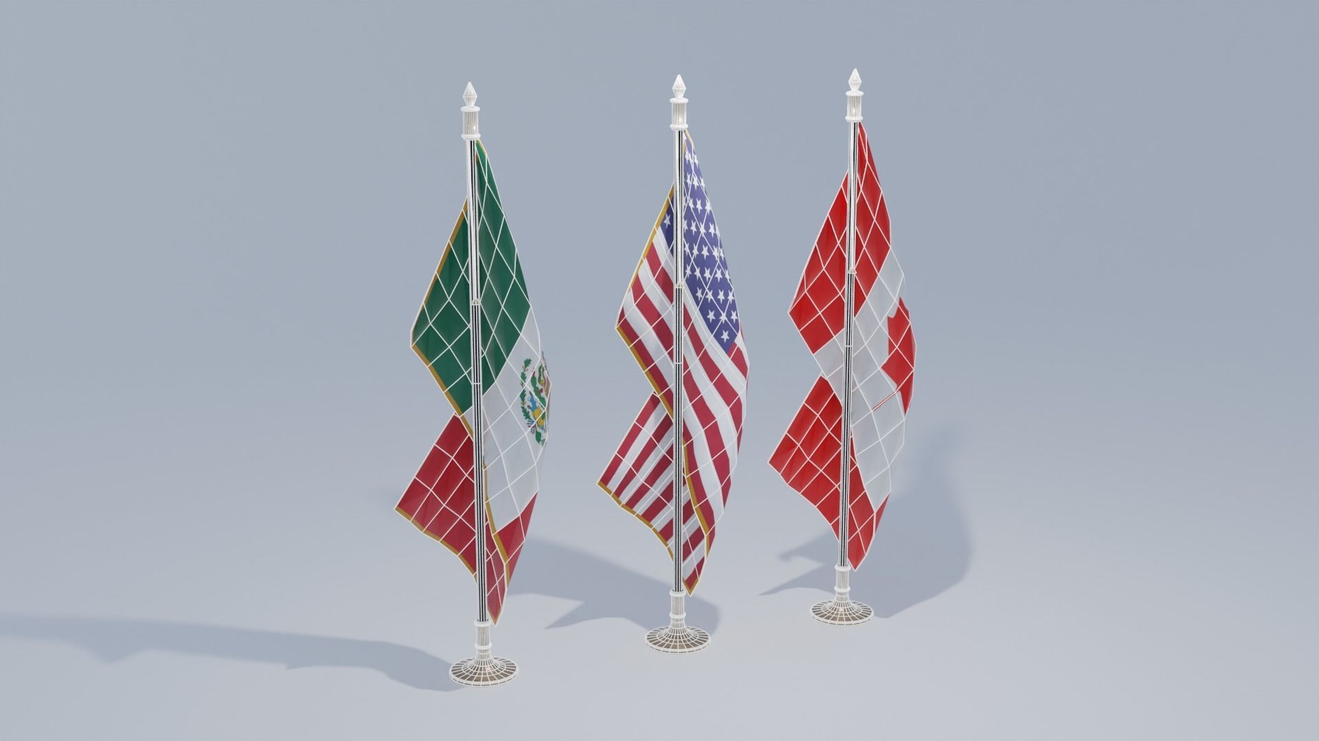 Small Country Flags 4K and 2K Low-poly 3D model_1
