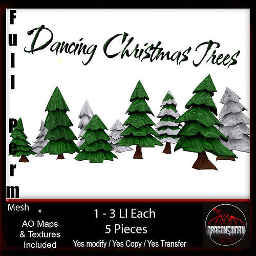 Cartoon Christmas Trees Low-poly 3D model