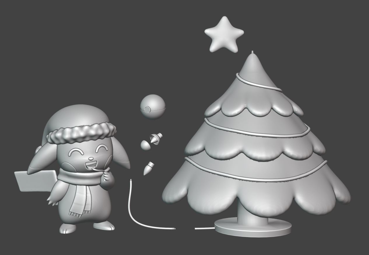 Pikachu Christmas 2022 3D print model_3