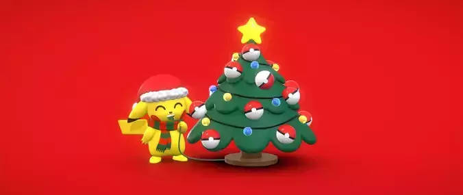 Pikachu Christmas 2022 3D print model