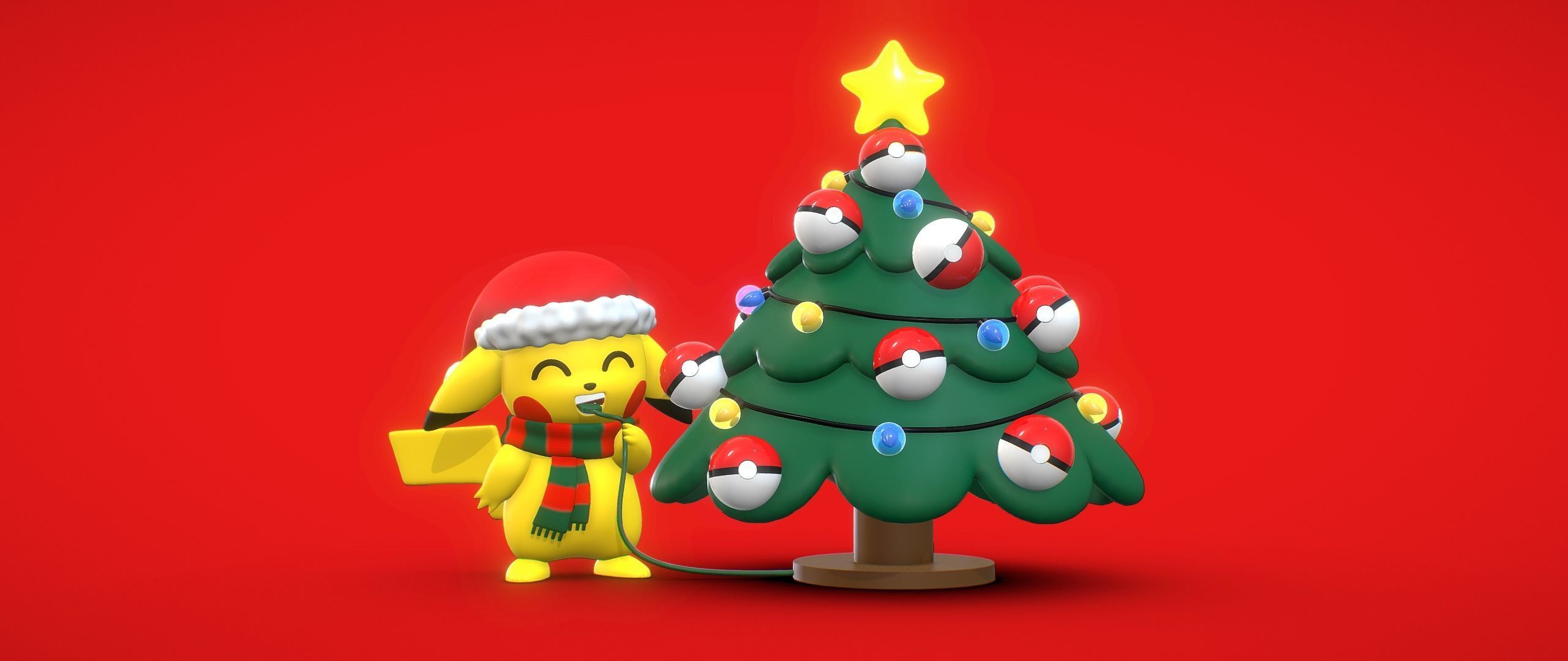 Pikachu Christmas 2022 3D print model_1
