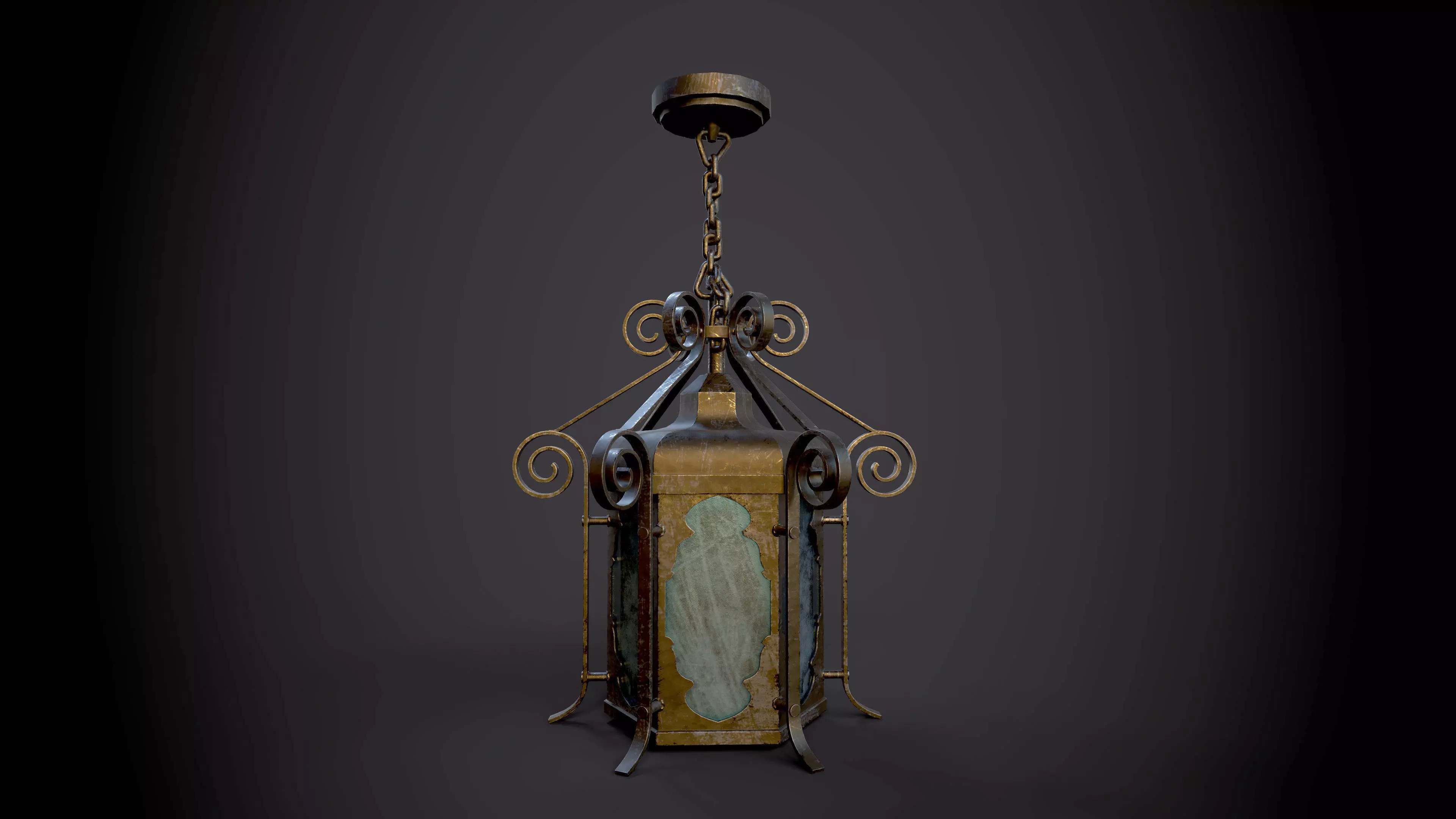 a Lamp pendant light with ornate design Low-poly 3D model_0