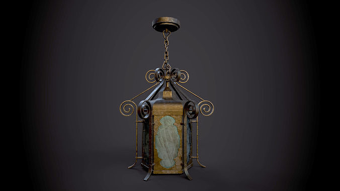 a Lamp pendant light with ornate design Low-poly 3D model
