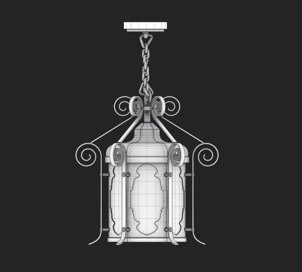 a Lamp pendant light with ornate design Low-poly 3D model_6
