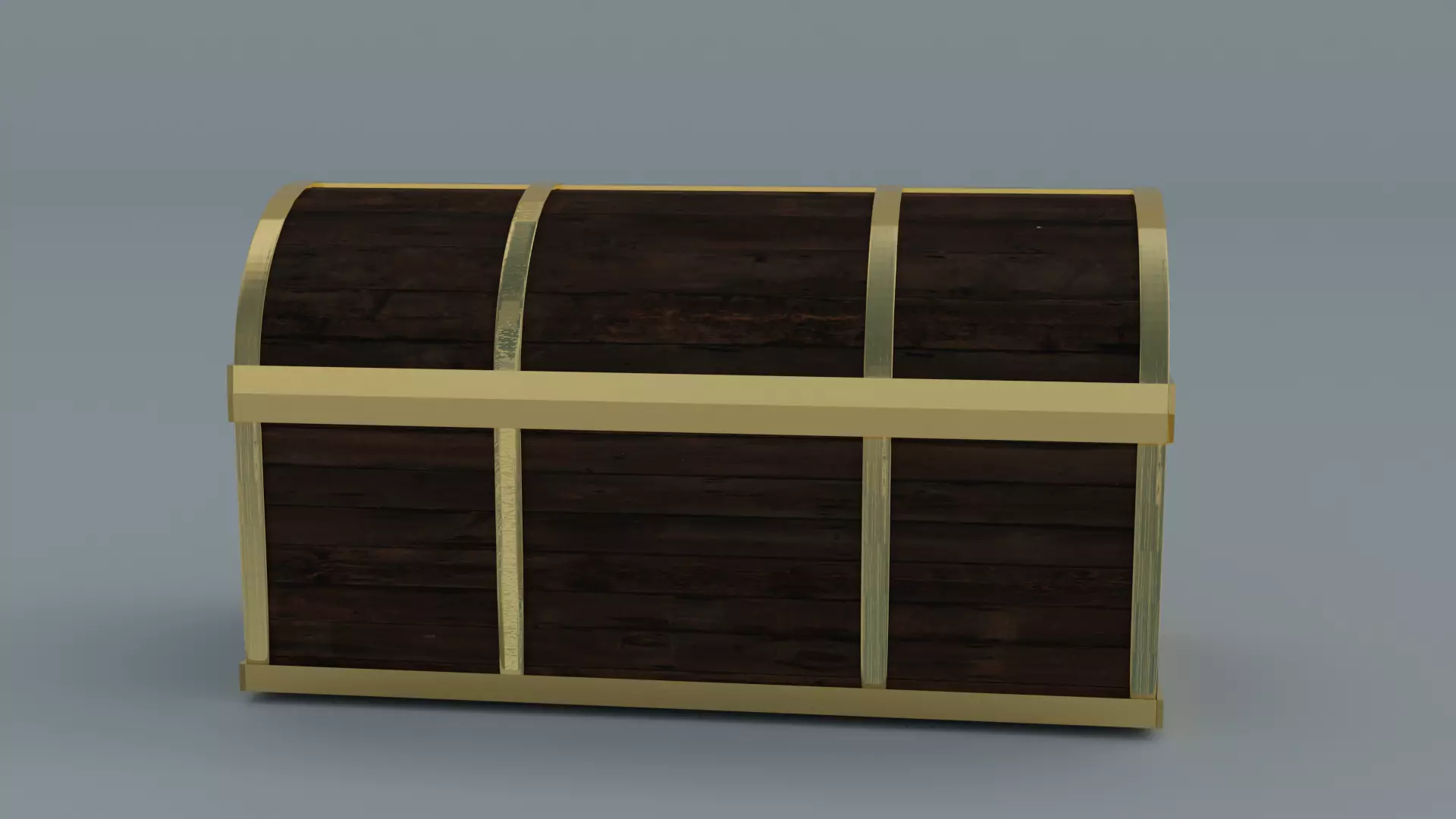 Wooden Treasure Chest Low-poly 3D model_0