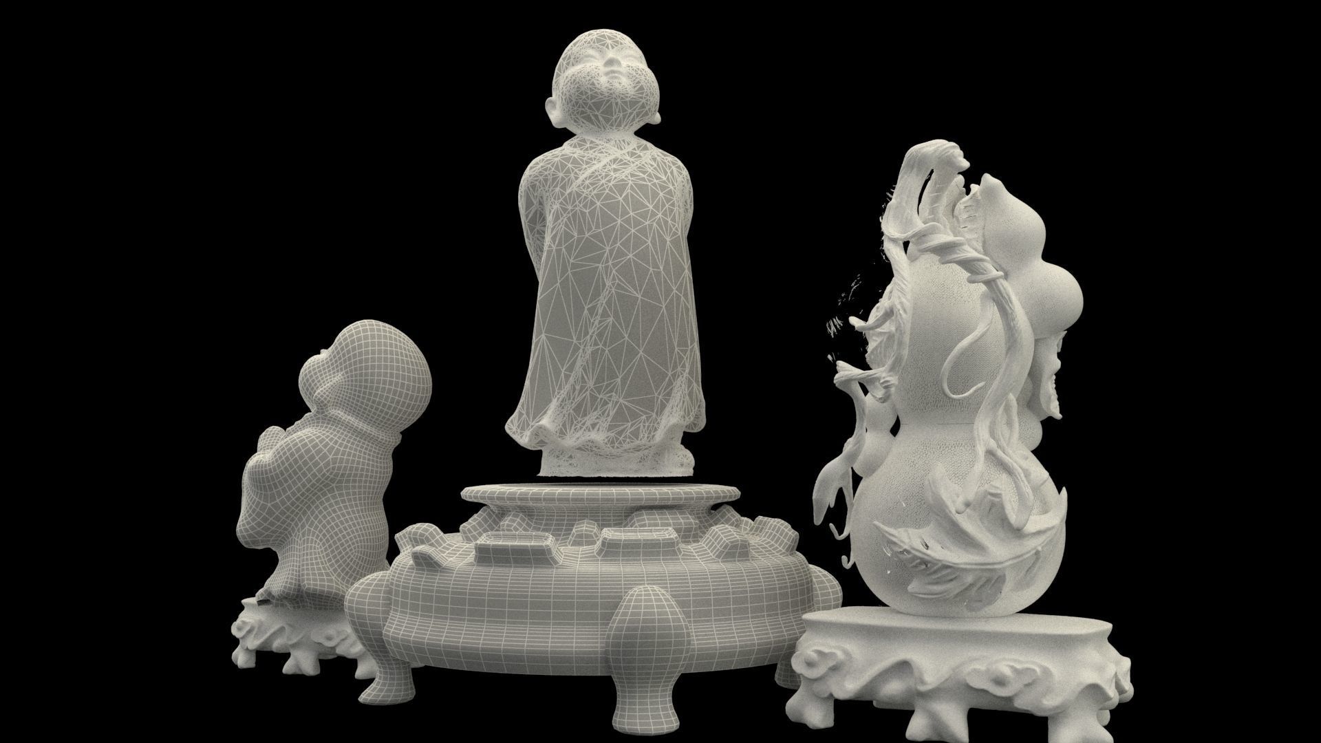 Chinese monk kids 3D model_6