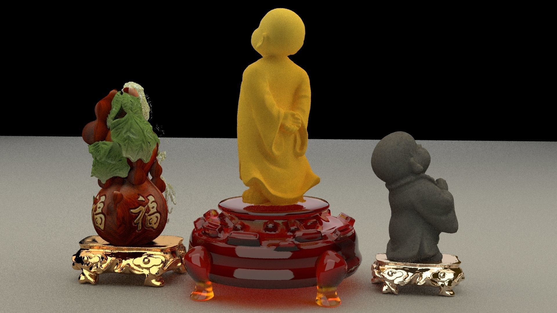 Chinese monk kids 3D model_2