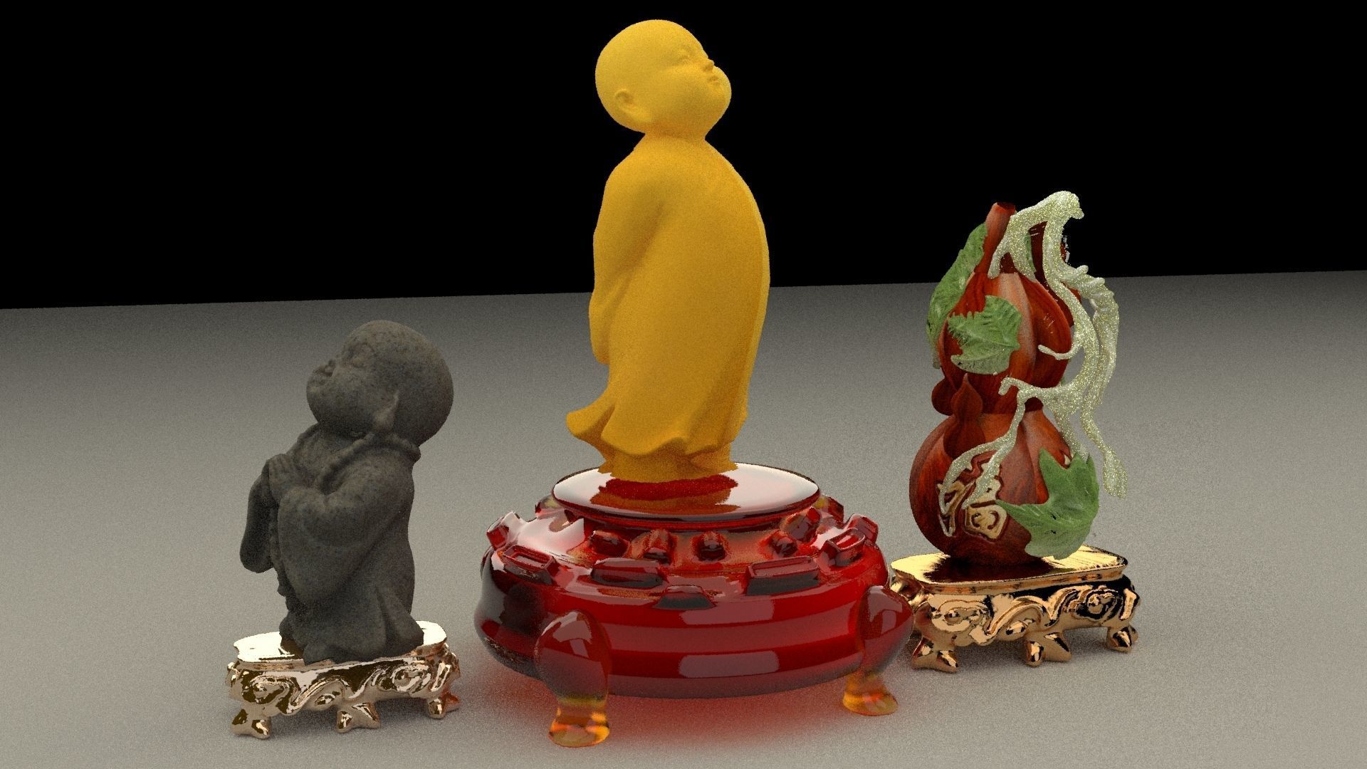 Chinese monk kids 3D model_1