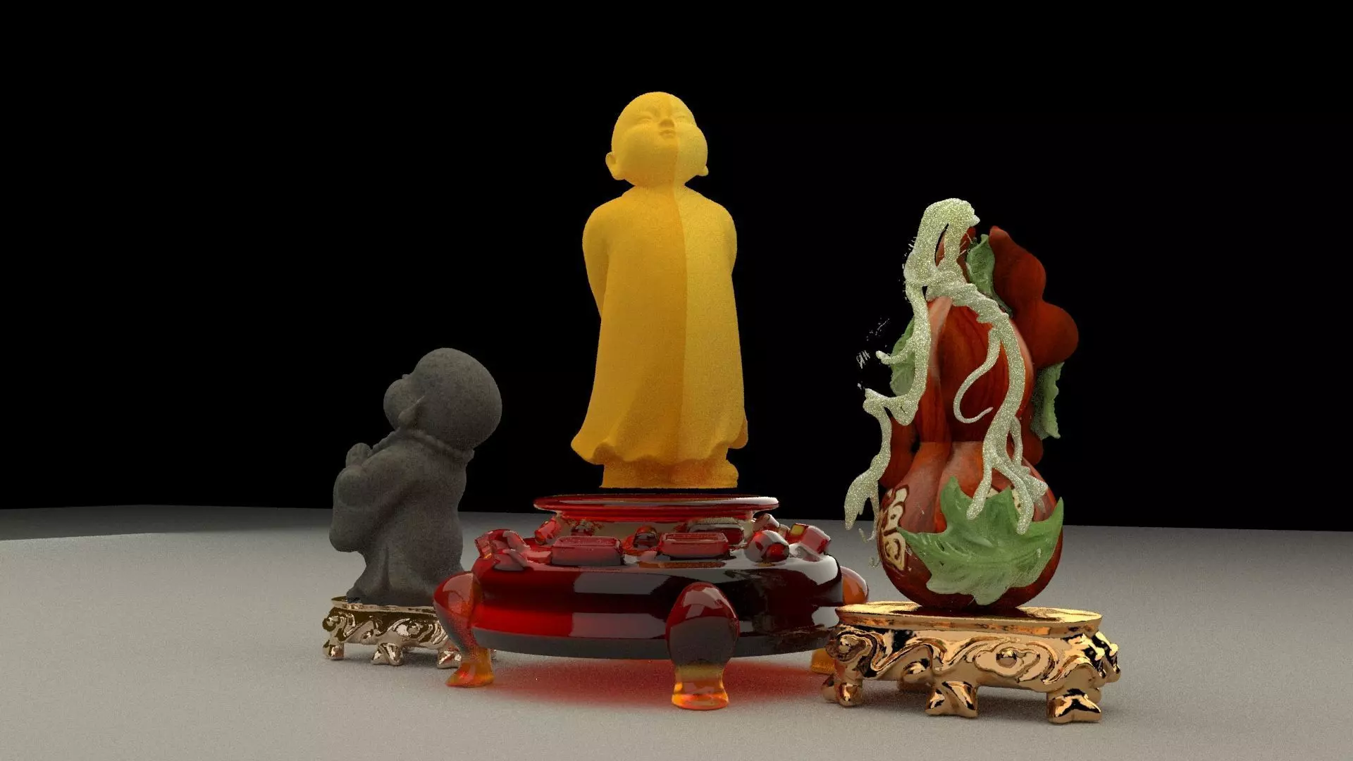 Chinese monk kids 3D model_0