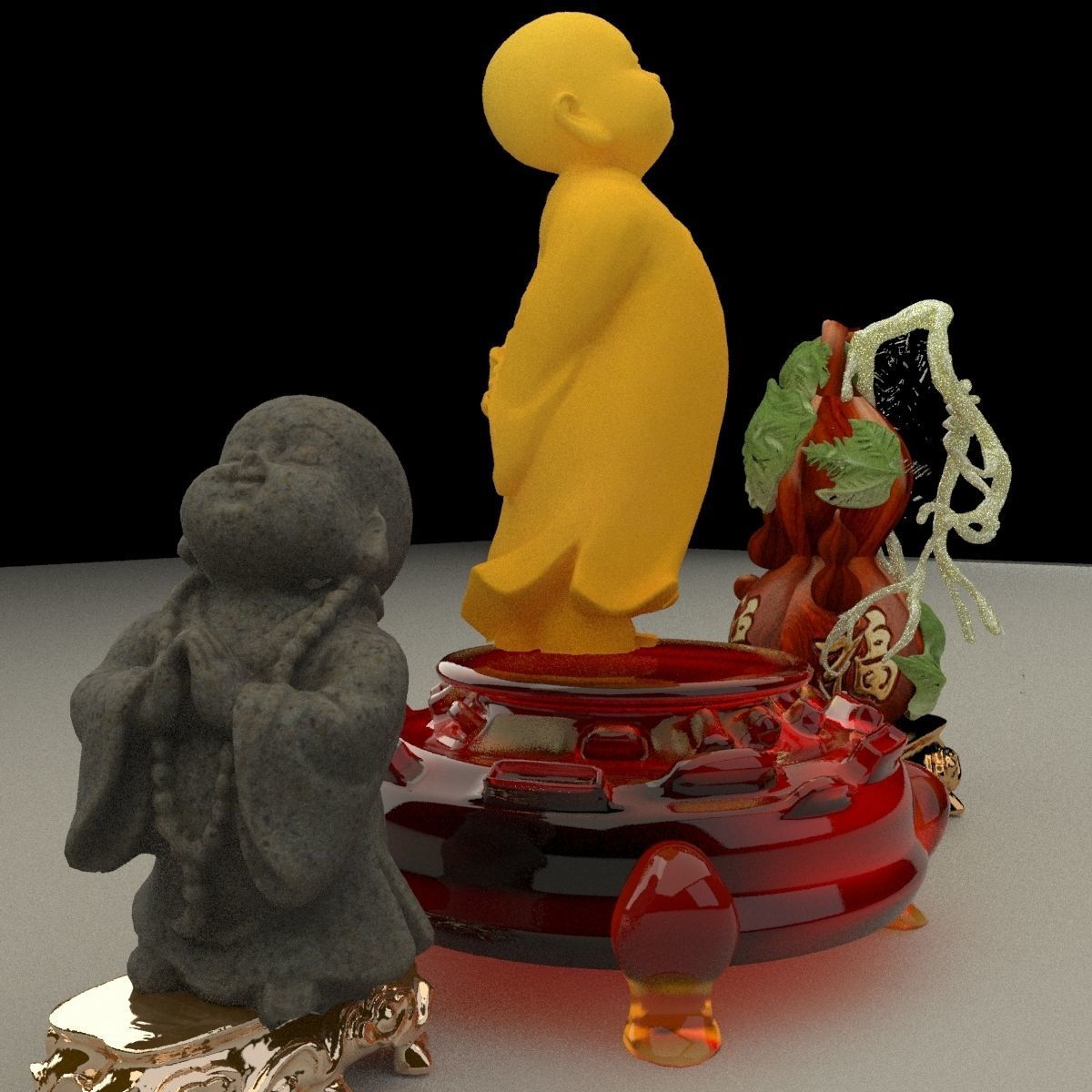 Chinese monk kids 3D model_5