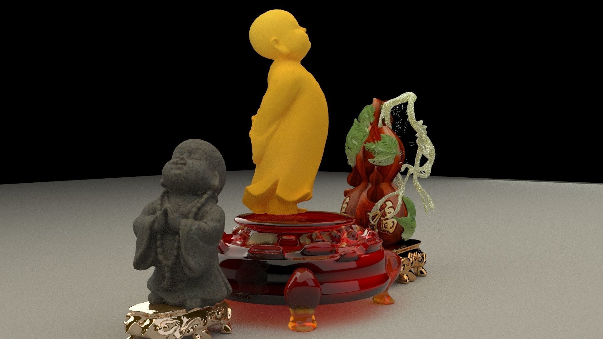 Chinese monk kids 3D model_3