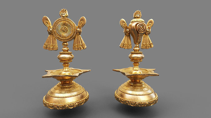 oil lamp4 shanku chakra balaji  3D model