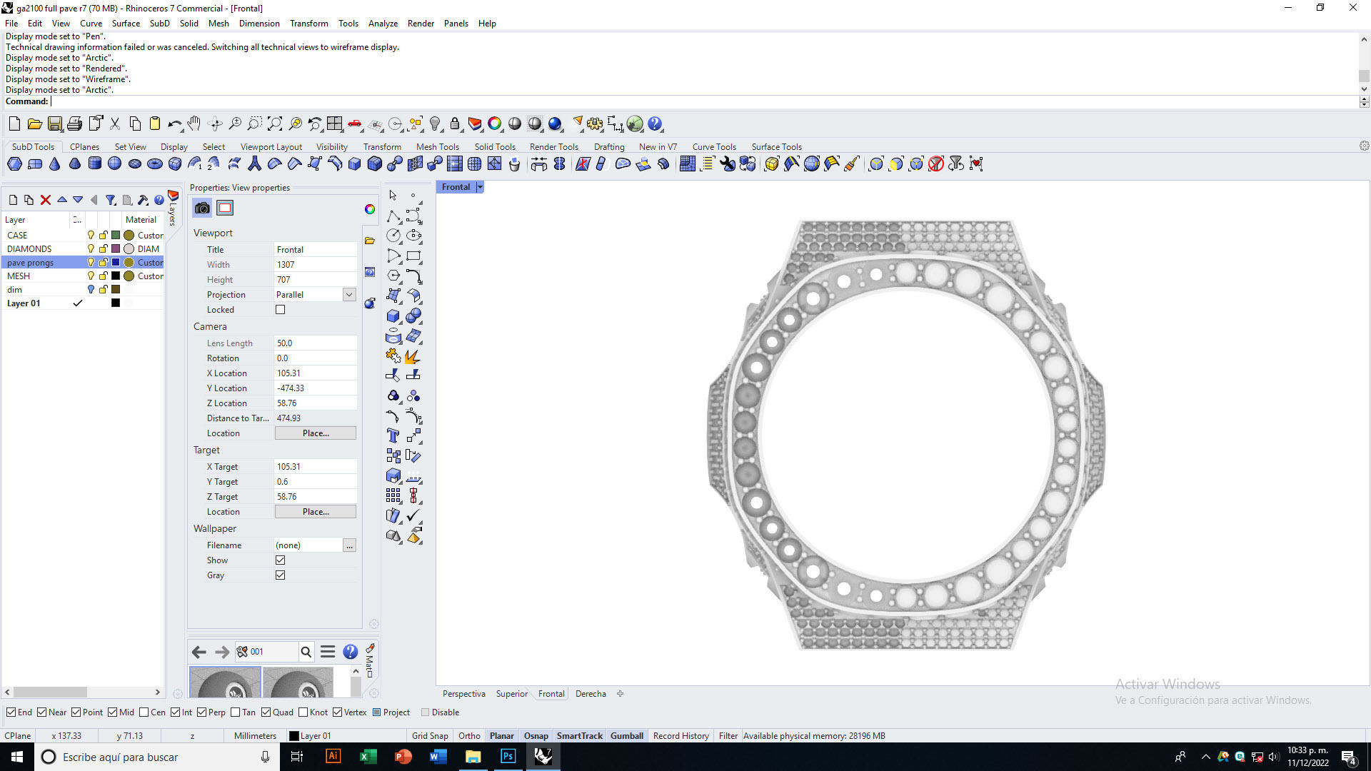 Full pave diamond Case for GA2100 3D print model 3D print model_5