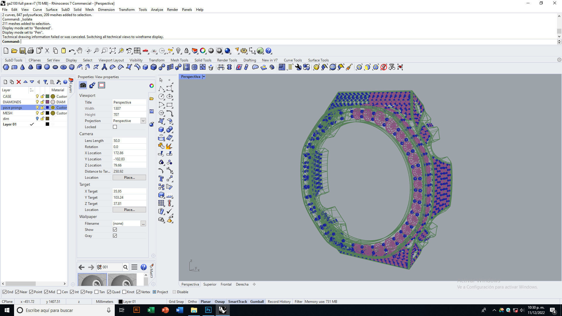 Full pave diamond Case for GA2100 3D print model 3D print model_9
