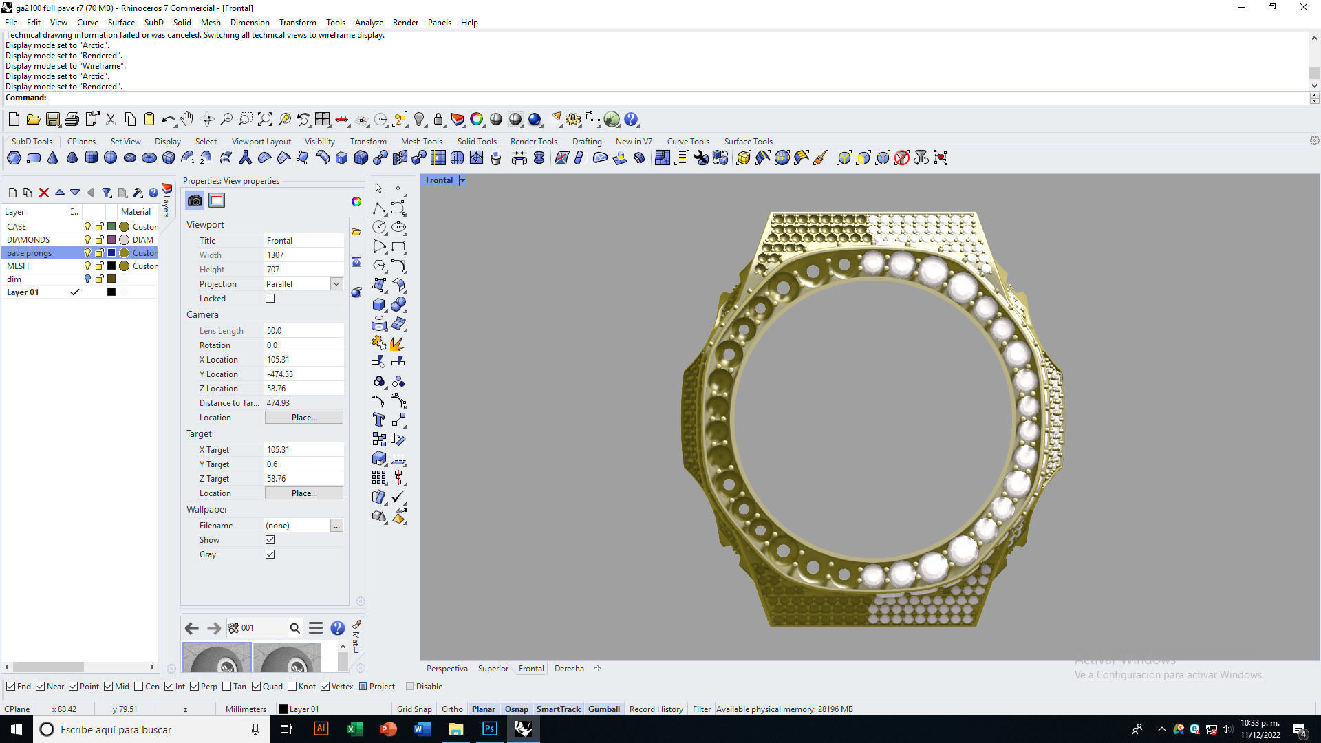 Full pave diamond Case for GA2100 3D print model 3D print model_4