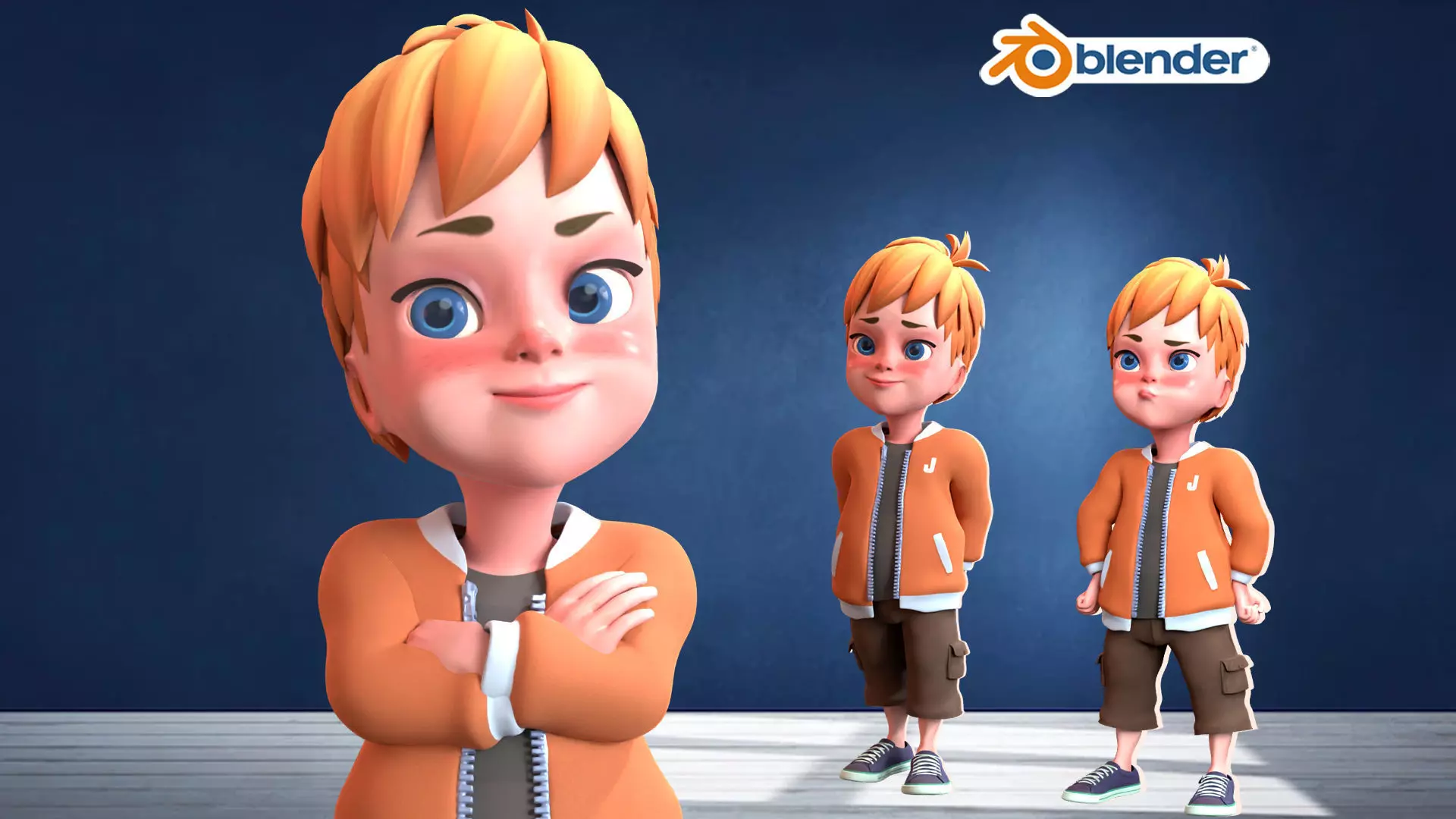 cartoon Boy Rigged 3D model Low-poly 3D model