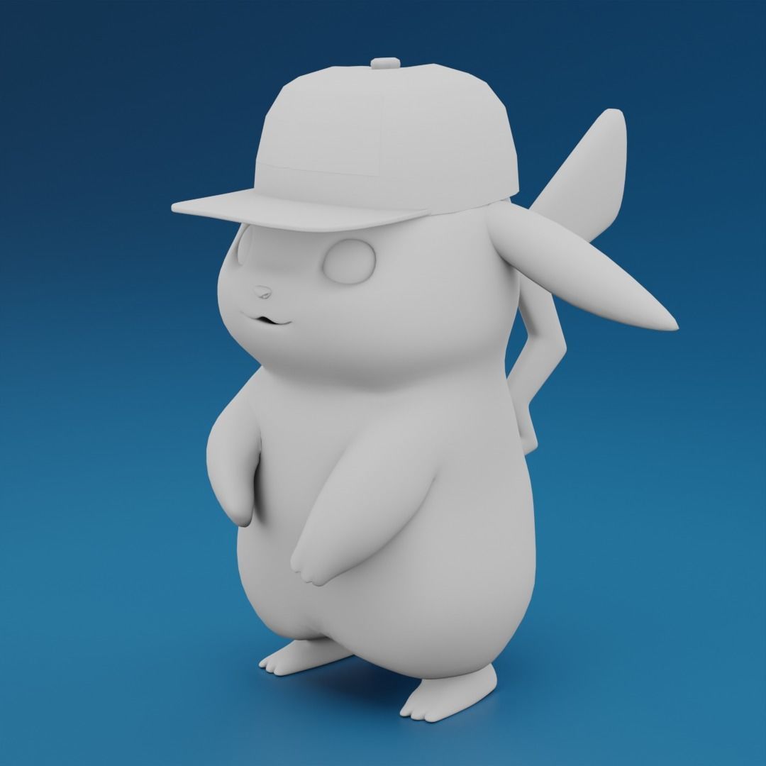 Pikachu with cap Low-poly 3D model_6