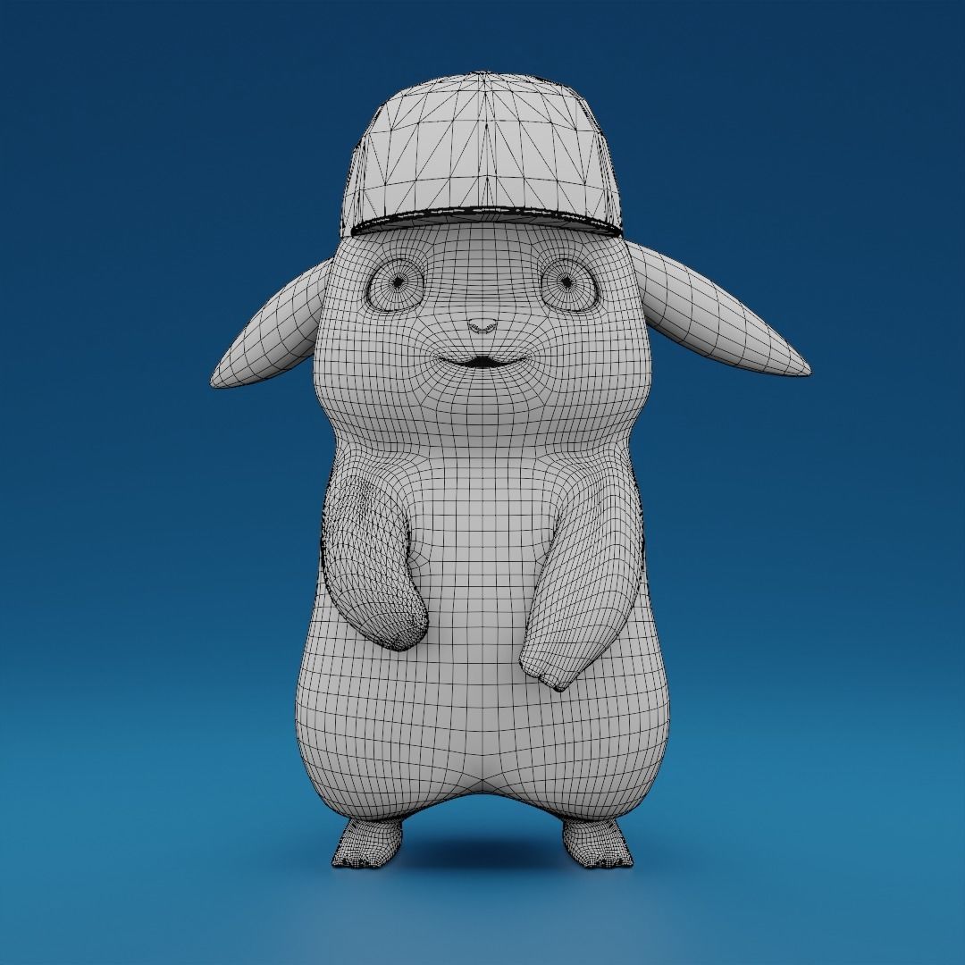 Pikachu with cap Low-poly 3D model_4