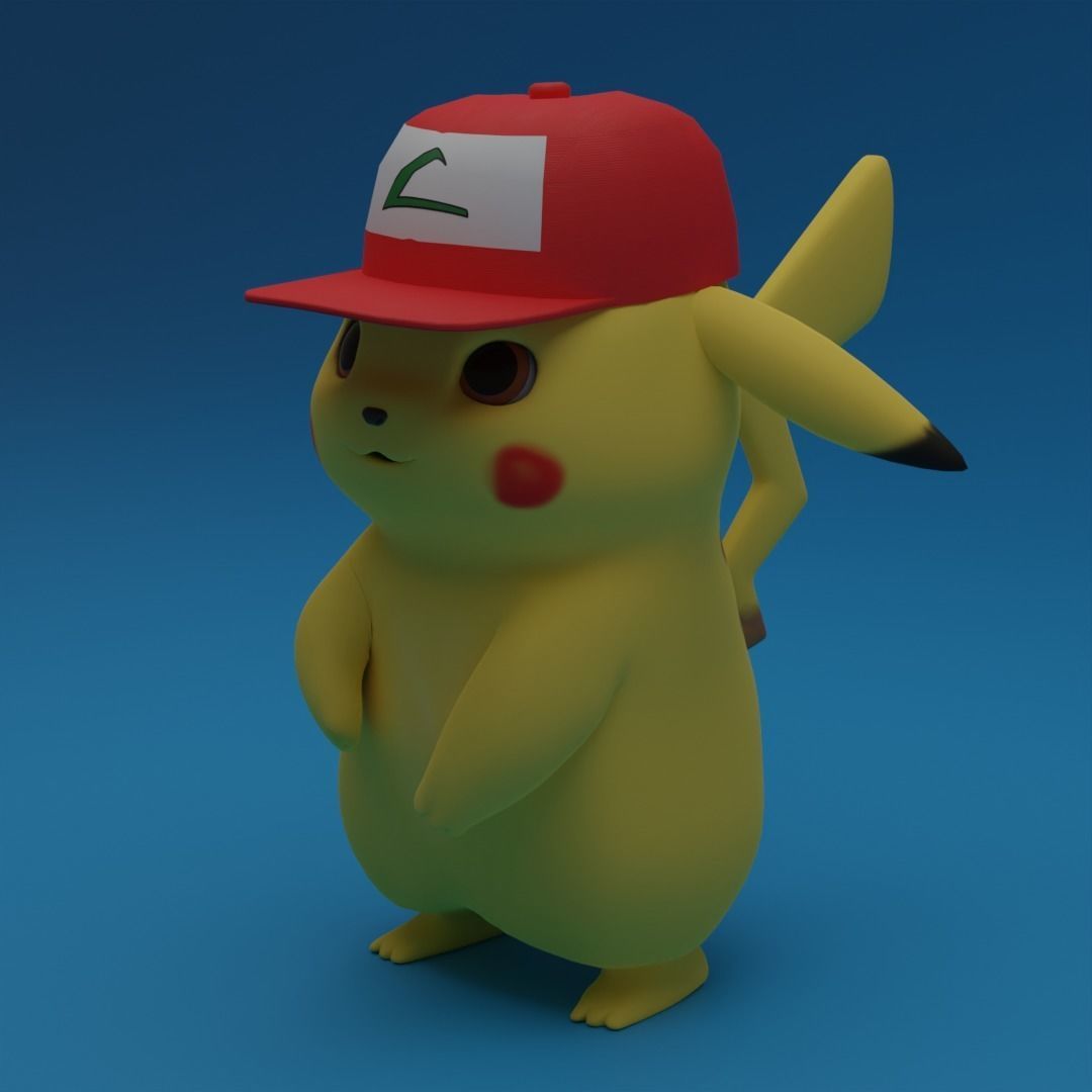 Pikachu with cap Low-poly 3D model_8