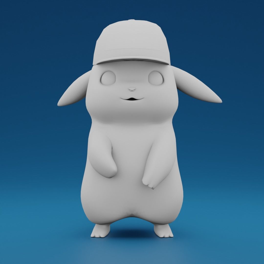 Pikachu with cap Low-poly 3D model_3