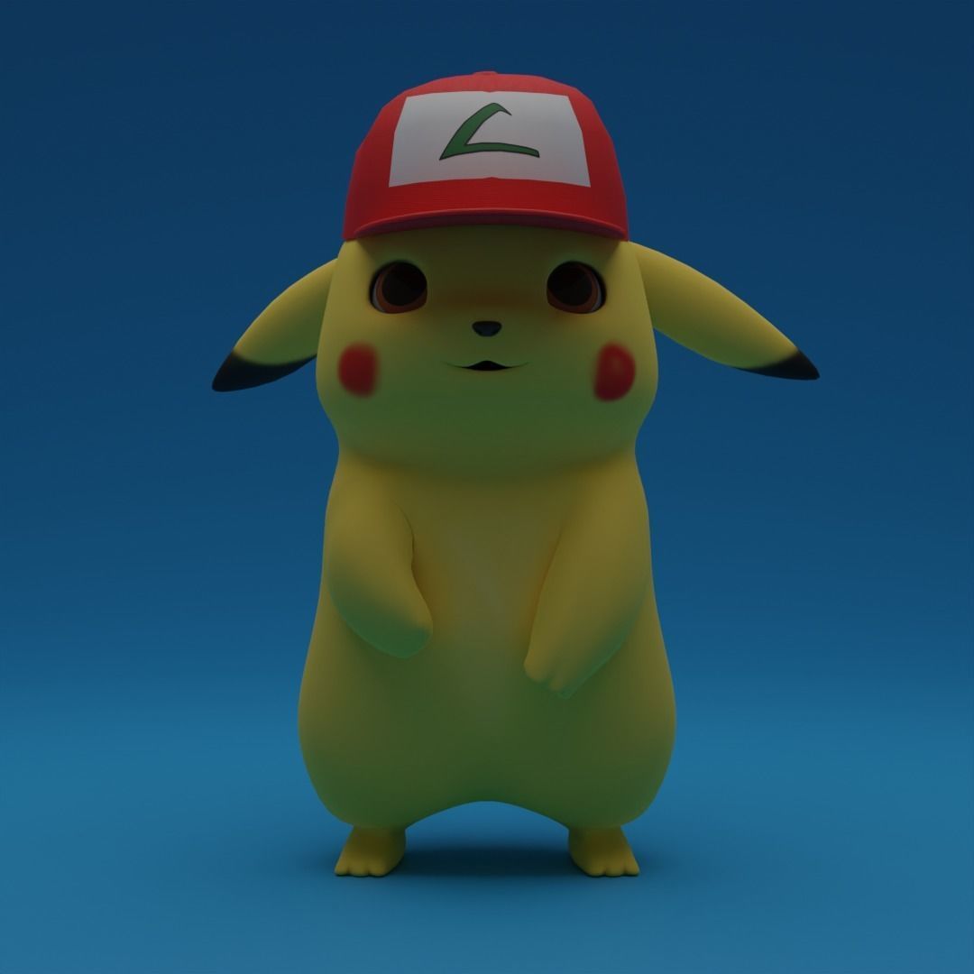 Pikachu with cap Low-poly 3D model_5