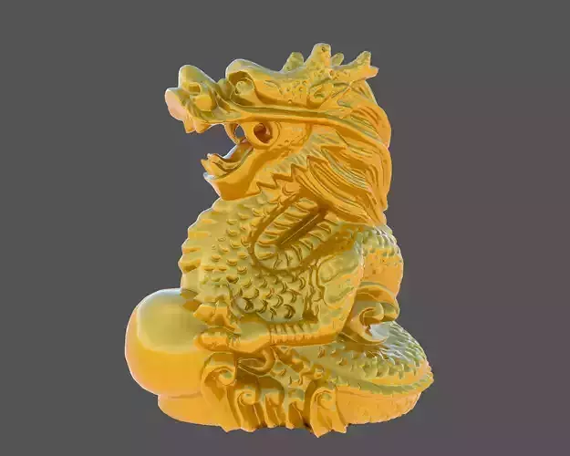 Sculpture-007 golden dragon statue 3D model