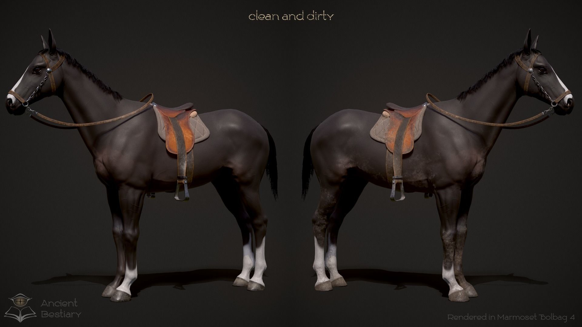 Classic Horse Animated Asset Low-poly 3D model_14
