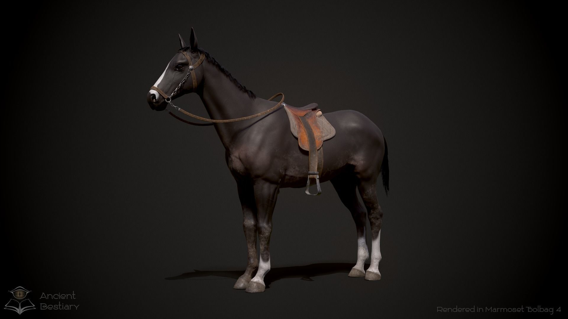 Classic Horse Animated Asset Low-poly 3D model_5