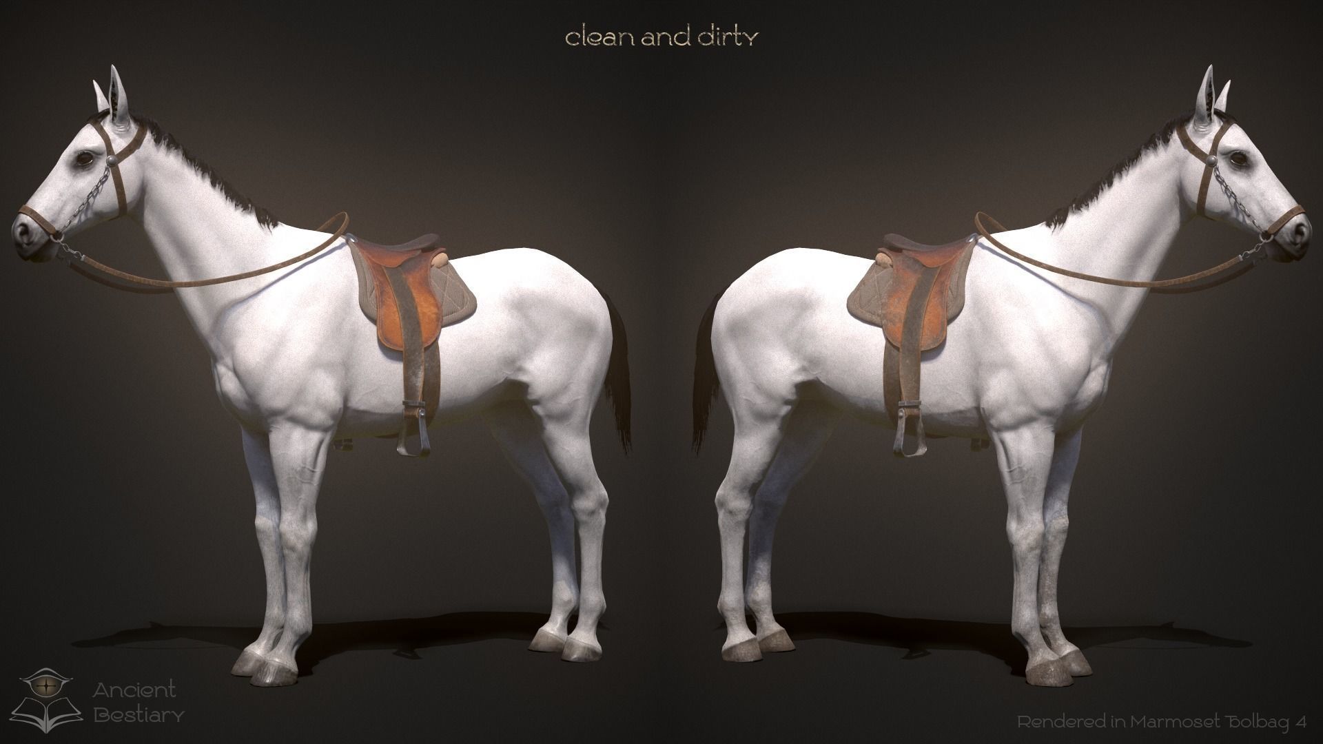 Classic Horse Animated Asset Low-poly 3D model_16