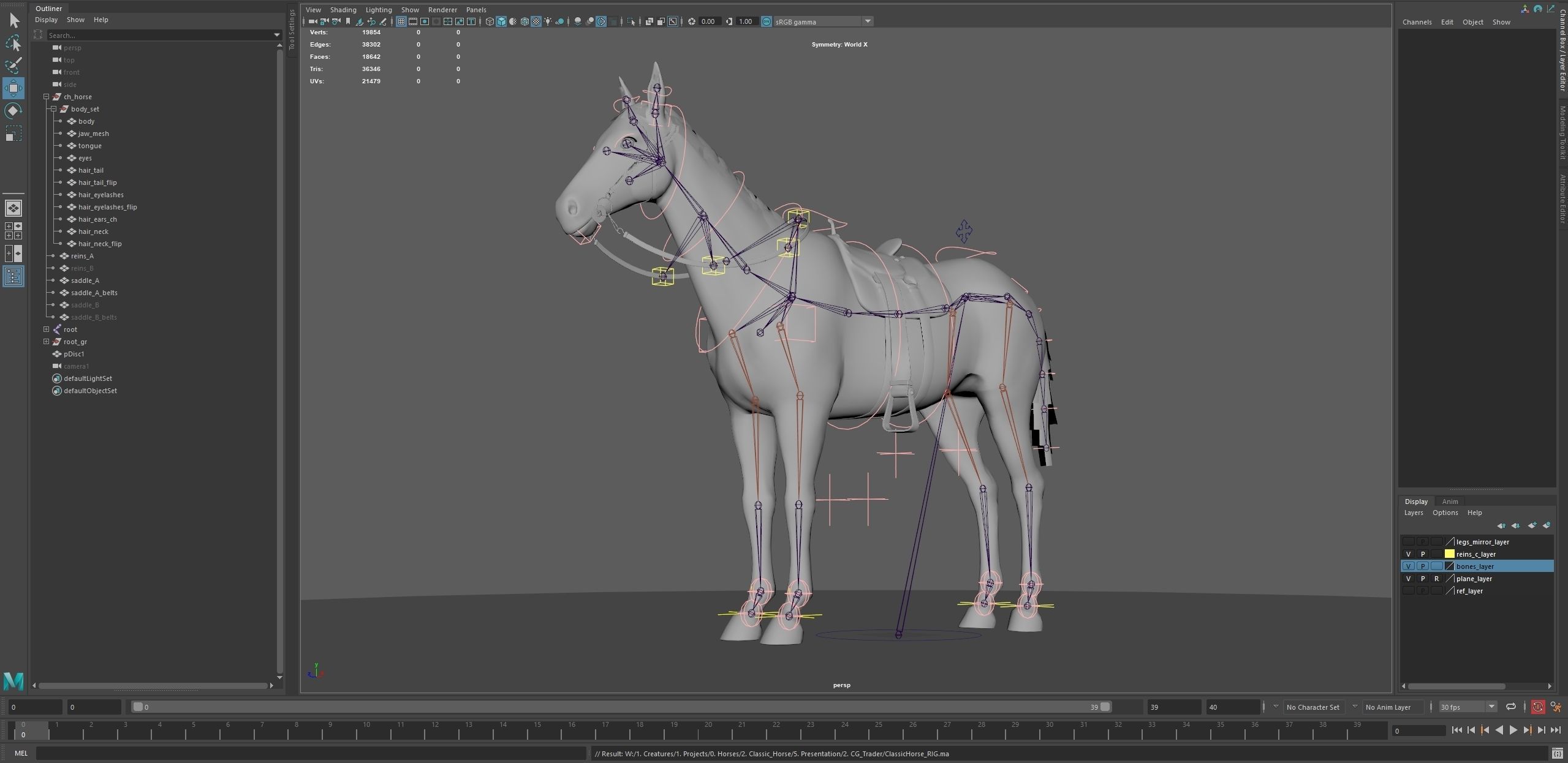 Classic Horse Animated Asset Low-poly 3D model_19