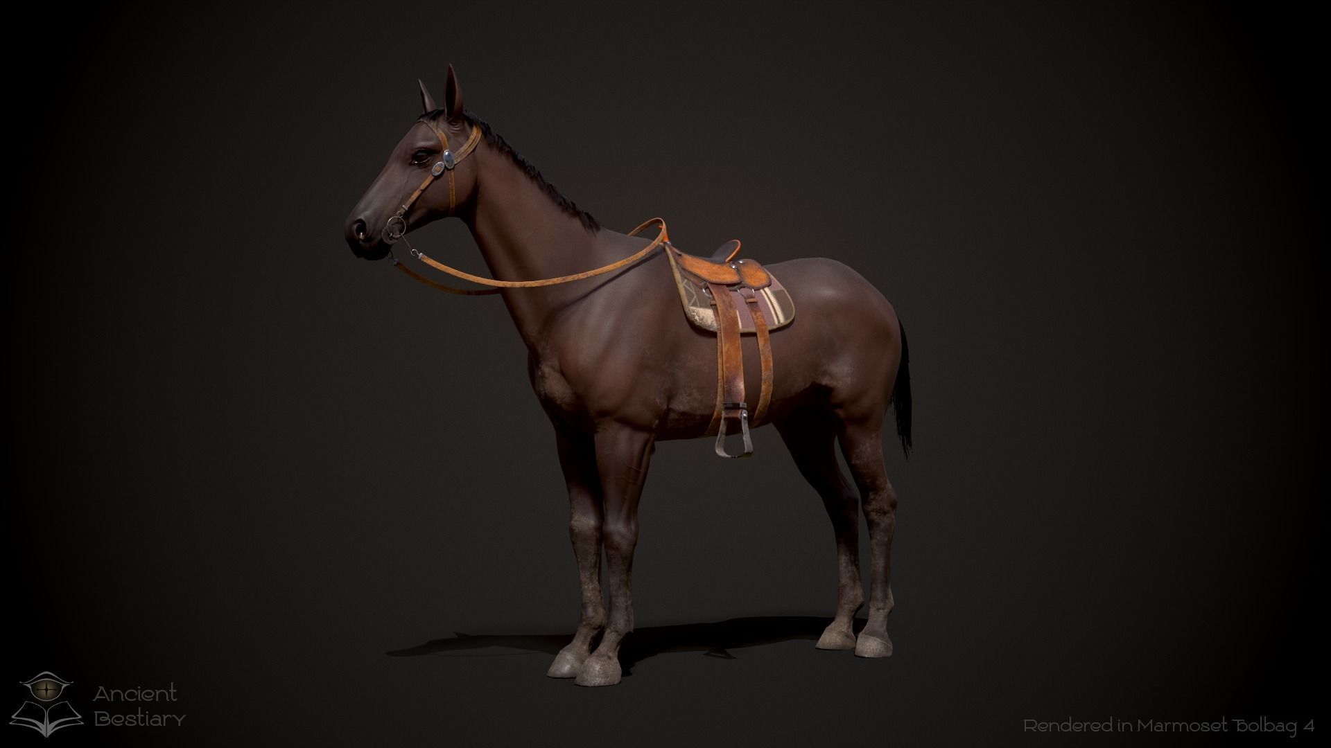 Classic Horse Animated Asset Low-poly 3D model_9