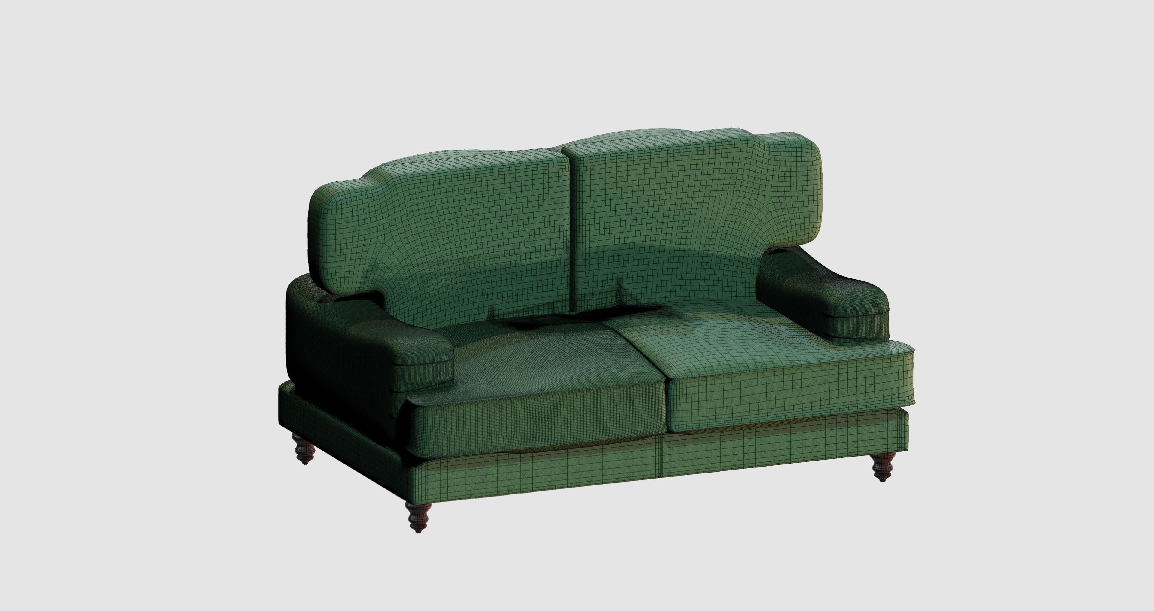 Green modern basic sofa 3D model_6