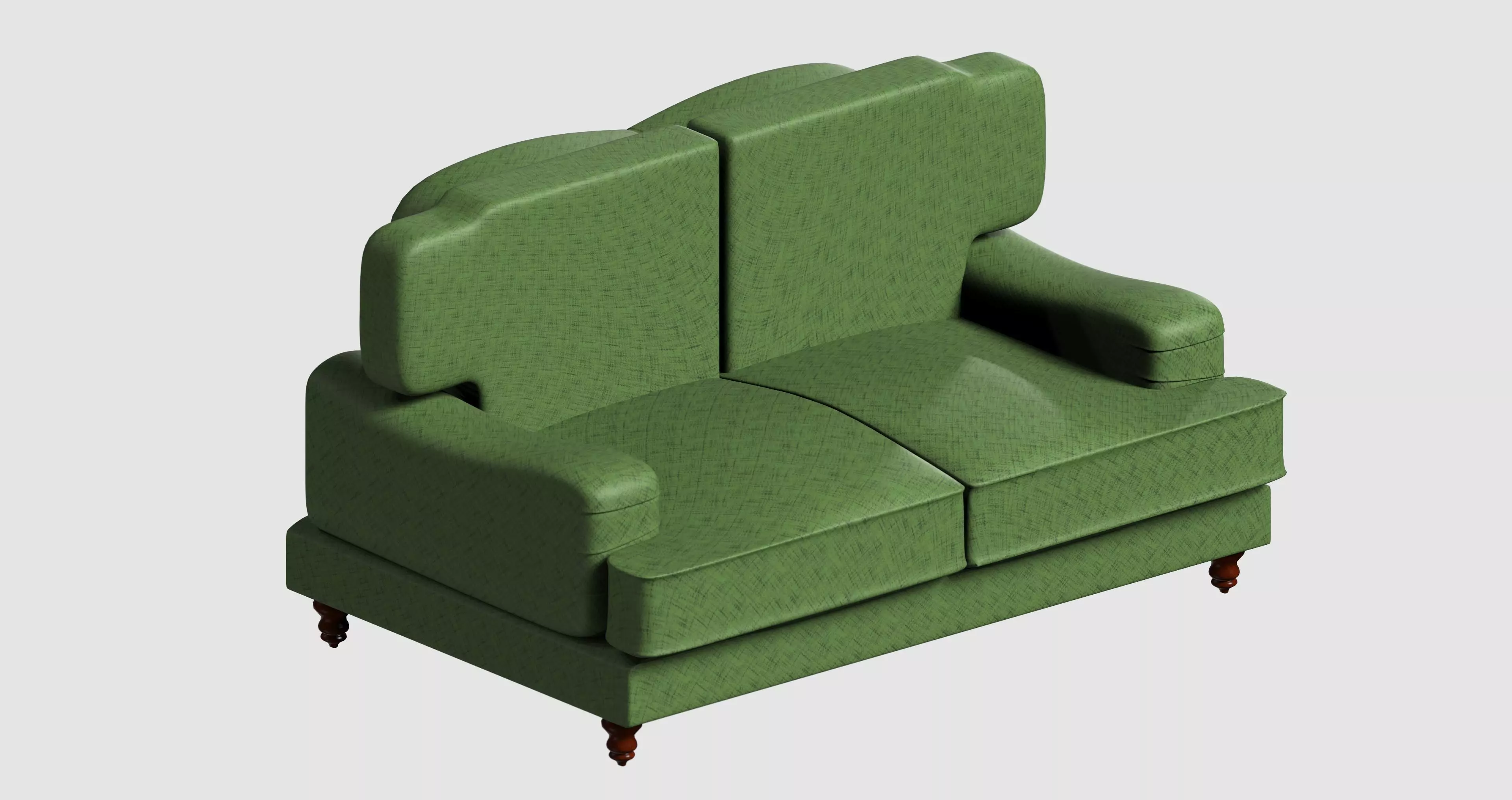 Green modern basic sofa 3D model_0