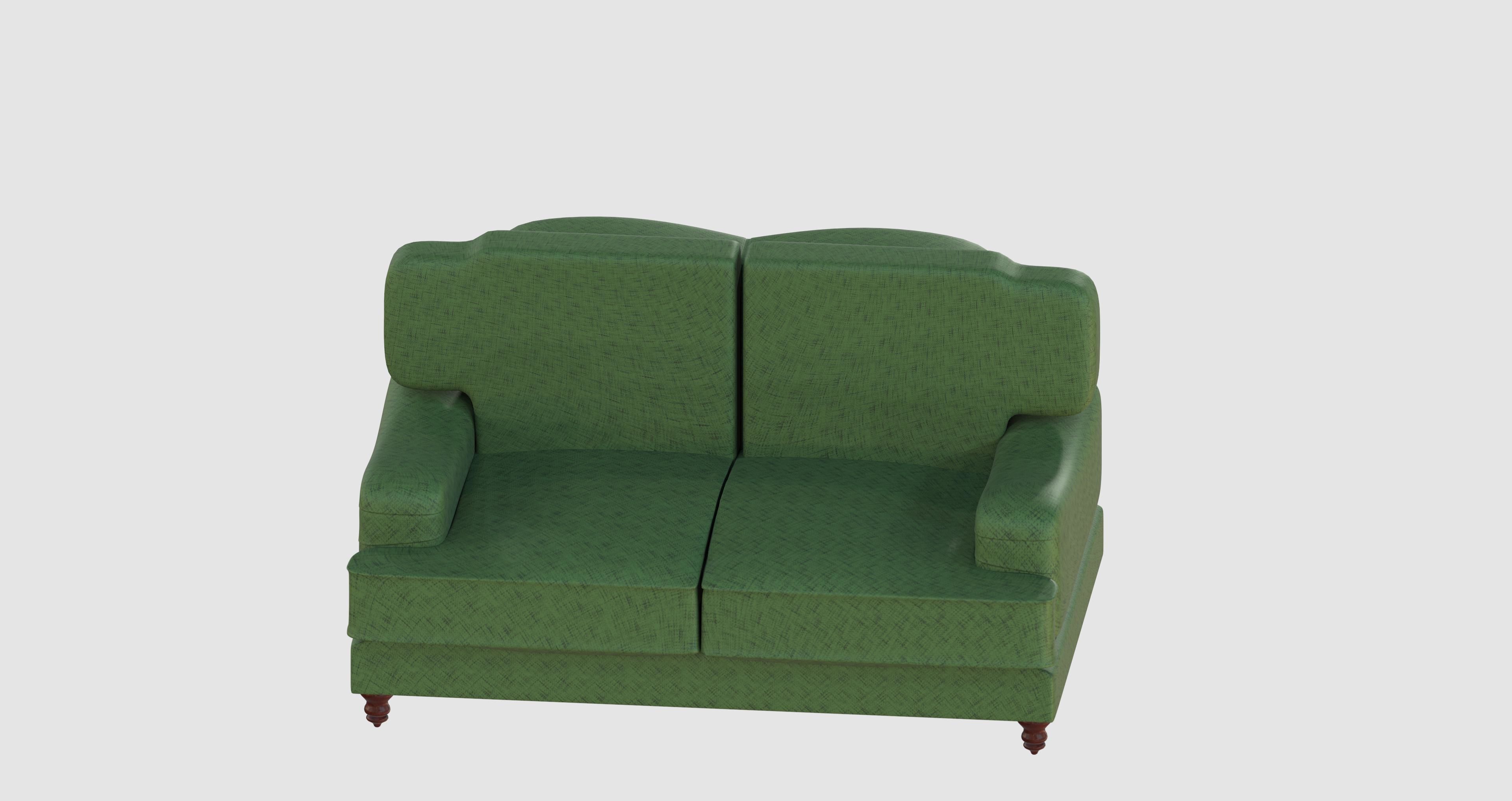 Green modern basic sofa 3D model_5