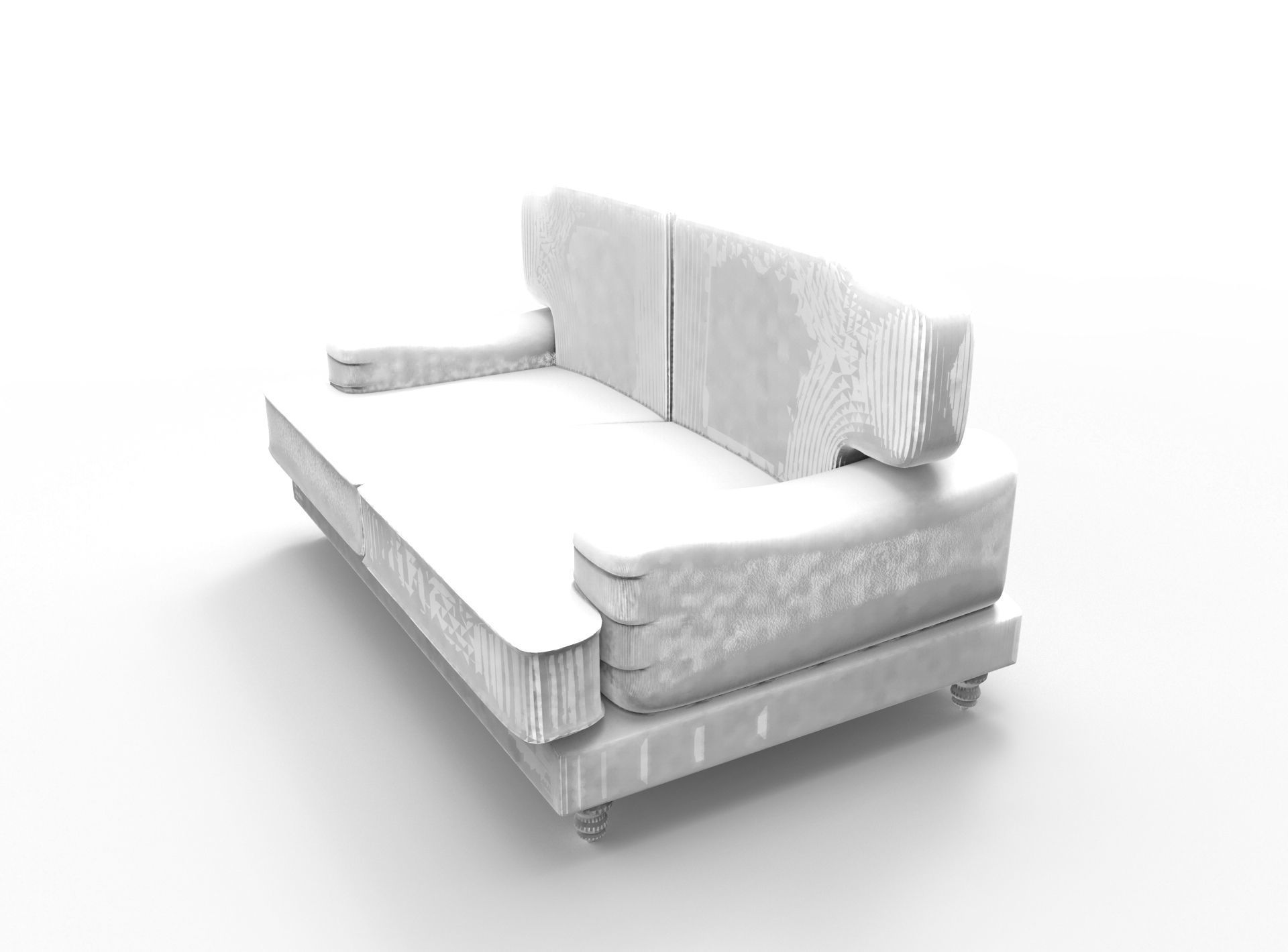 Green modern basic sofa 3D model_8