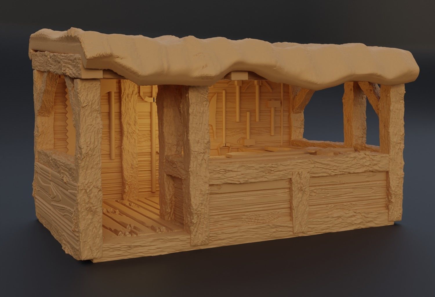 Modular Grand Marketplace Tabletop Terrain 28 MM 3D print model_21