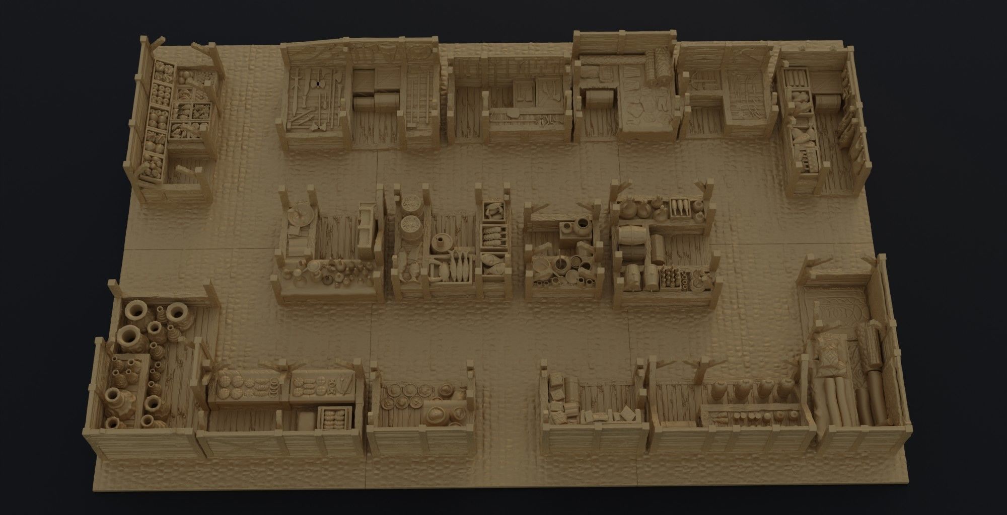 Modular Grand Marketplace Tabletop Terrain 28 MM 3D print model_1