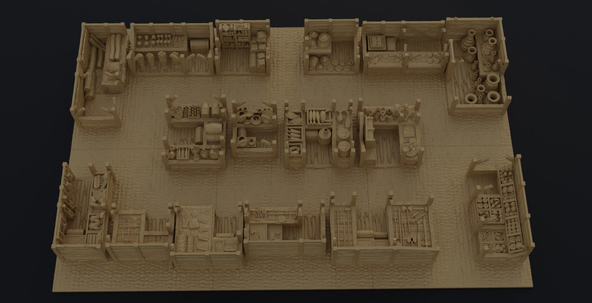 Modular Grand Marketplace Tabletop Terrain 28 MM 3D print model_4