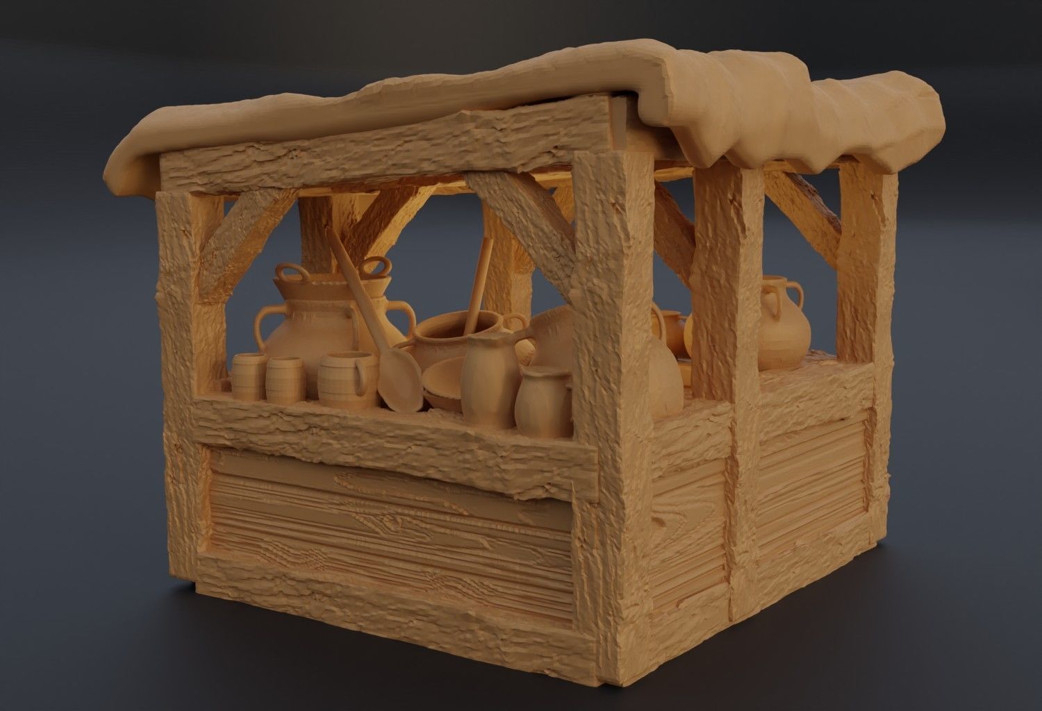 Modular Grand Marketplace Tabletop Terrain 28 MM 3D print model_13
