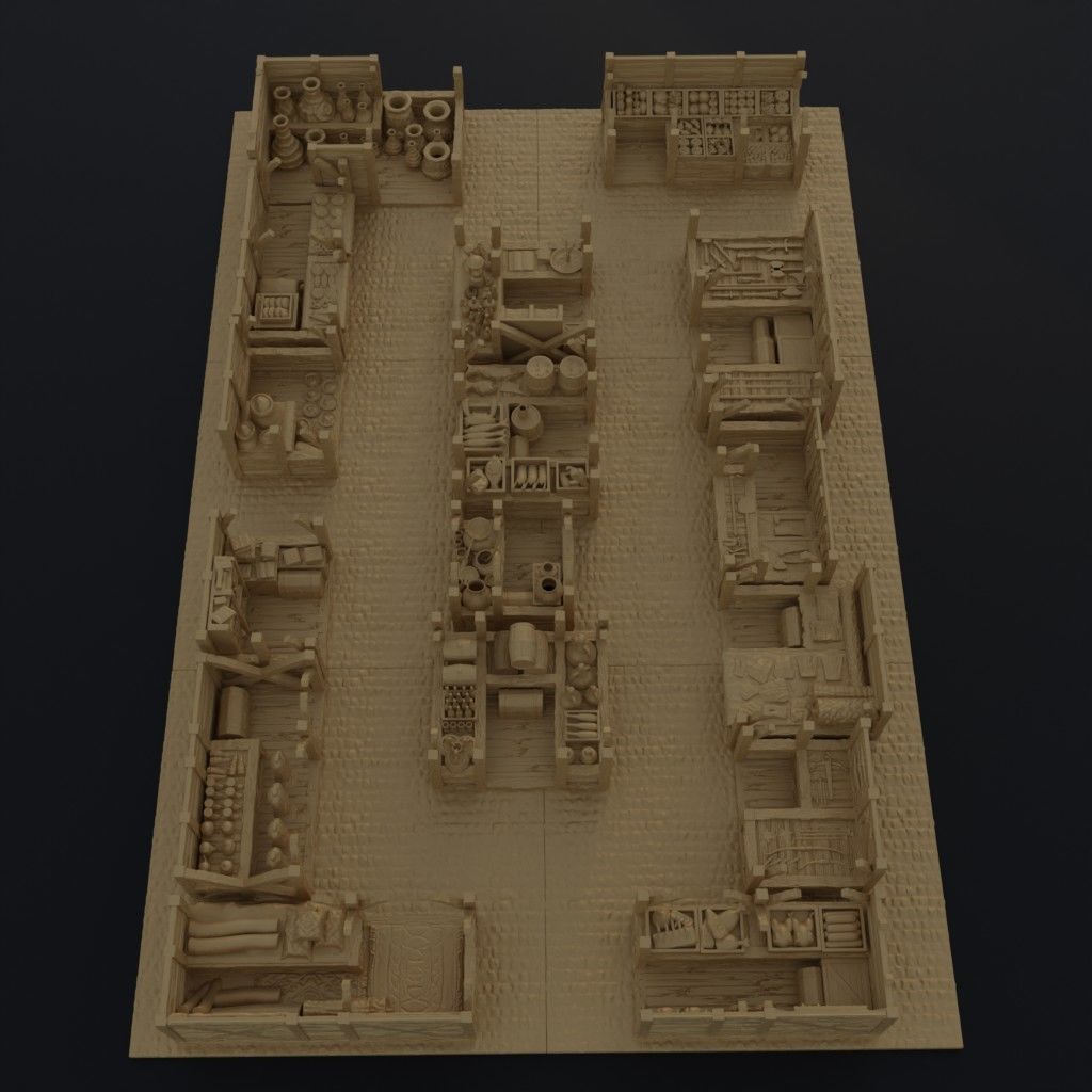Modular Grand Marketplace Tabletop Terrain 28 MM 3D print model_5