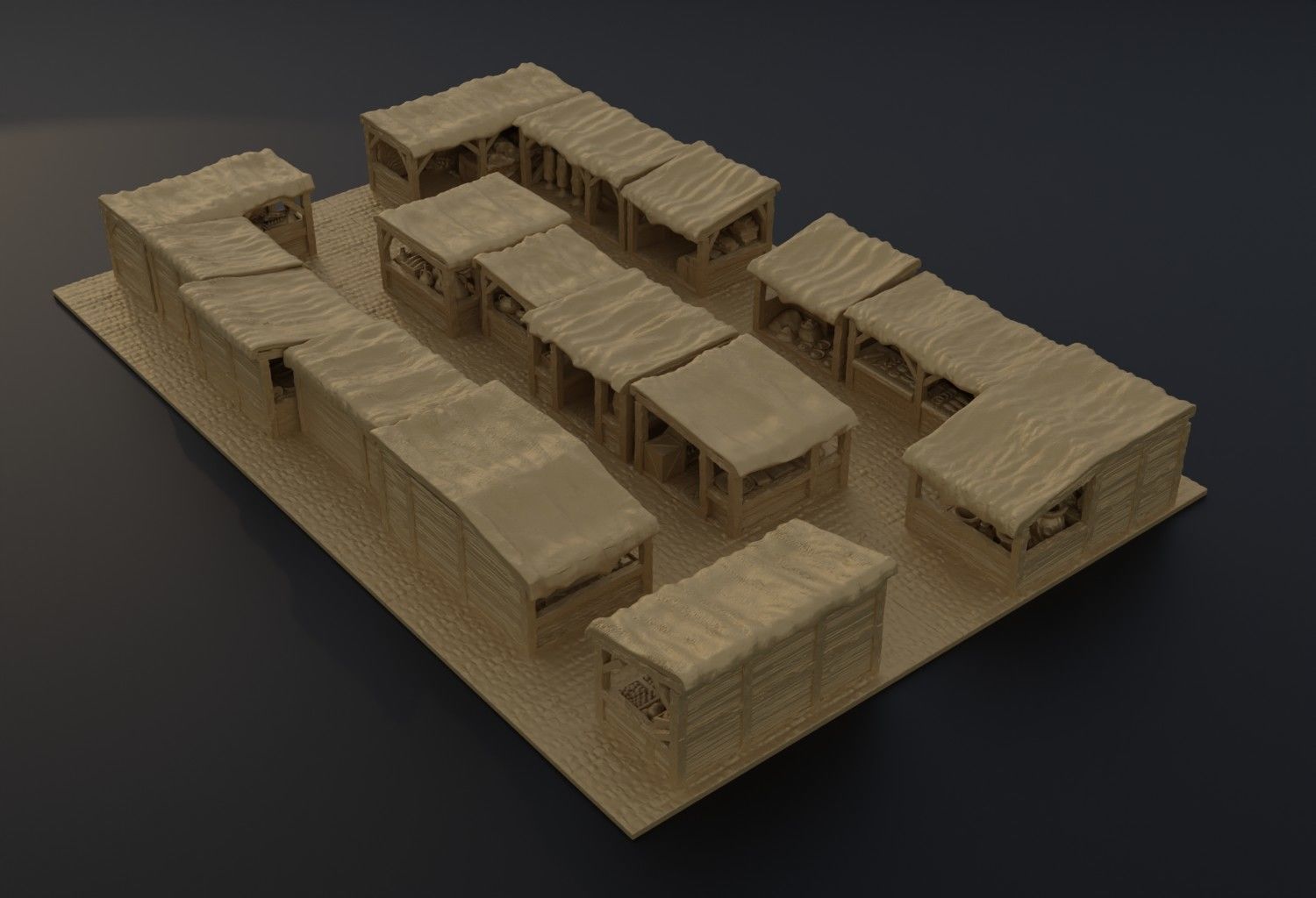 Modular Grand Marketplace Tabletop Terrain 28 MM 3D print model_2