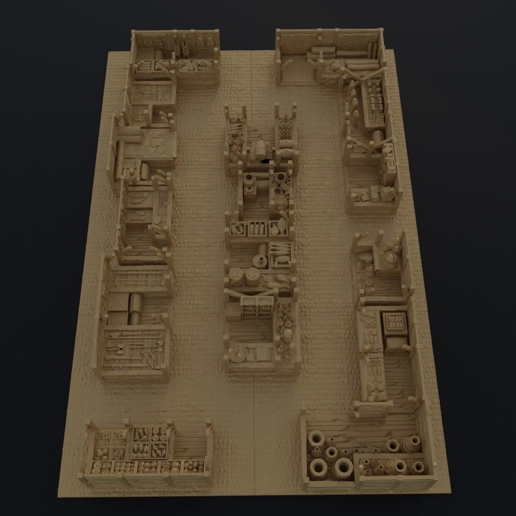 Modular Grand Marketplace Tabletop Terrain 28 MM 3D print model_6