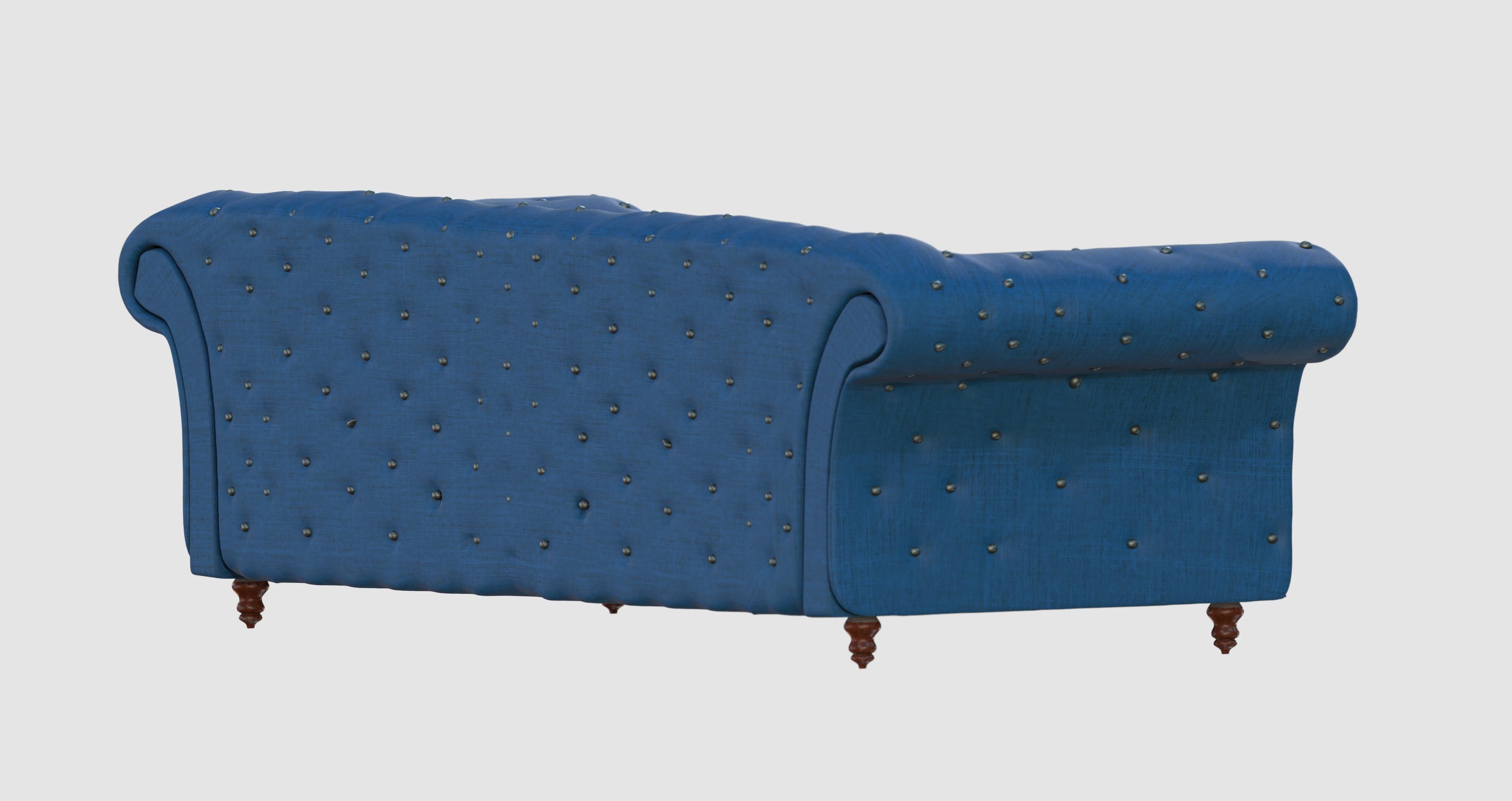 Blue basic capitone sofa 3D model_2